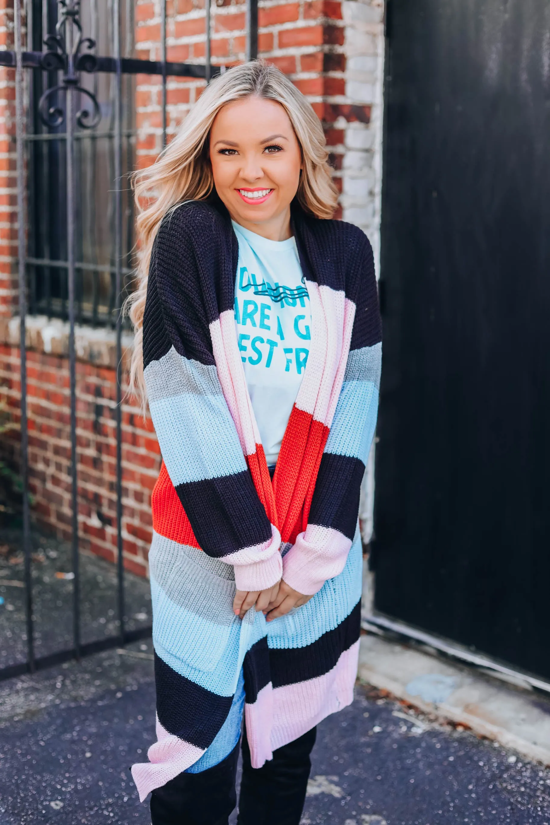 Brick Combo Striped Cardigan