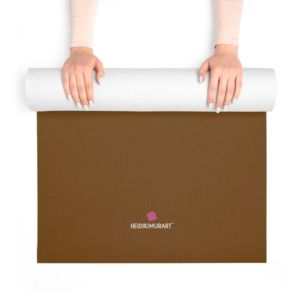 Brown Foam Yoga Mat, Solid Dark Brown Color Best Lightweight 0.25" thick Mat - Printed in USA (Size: 24″x72")