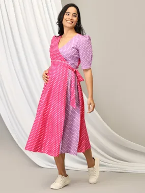 Bubblegum Bliss Maternity Wrap Dress