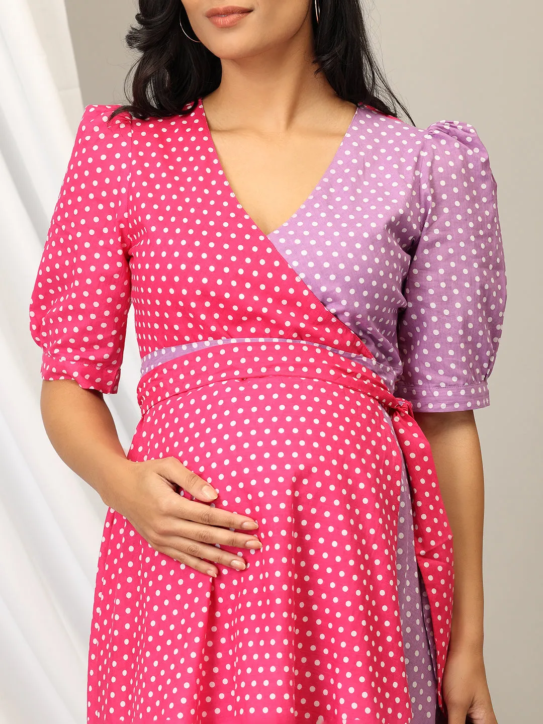 Bubblegum Bliss Maternity Wrap Dress