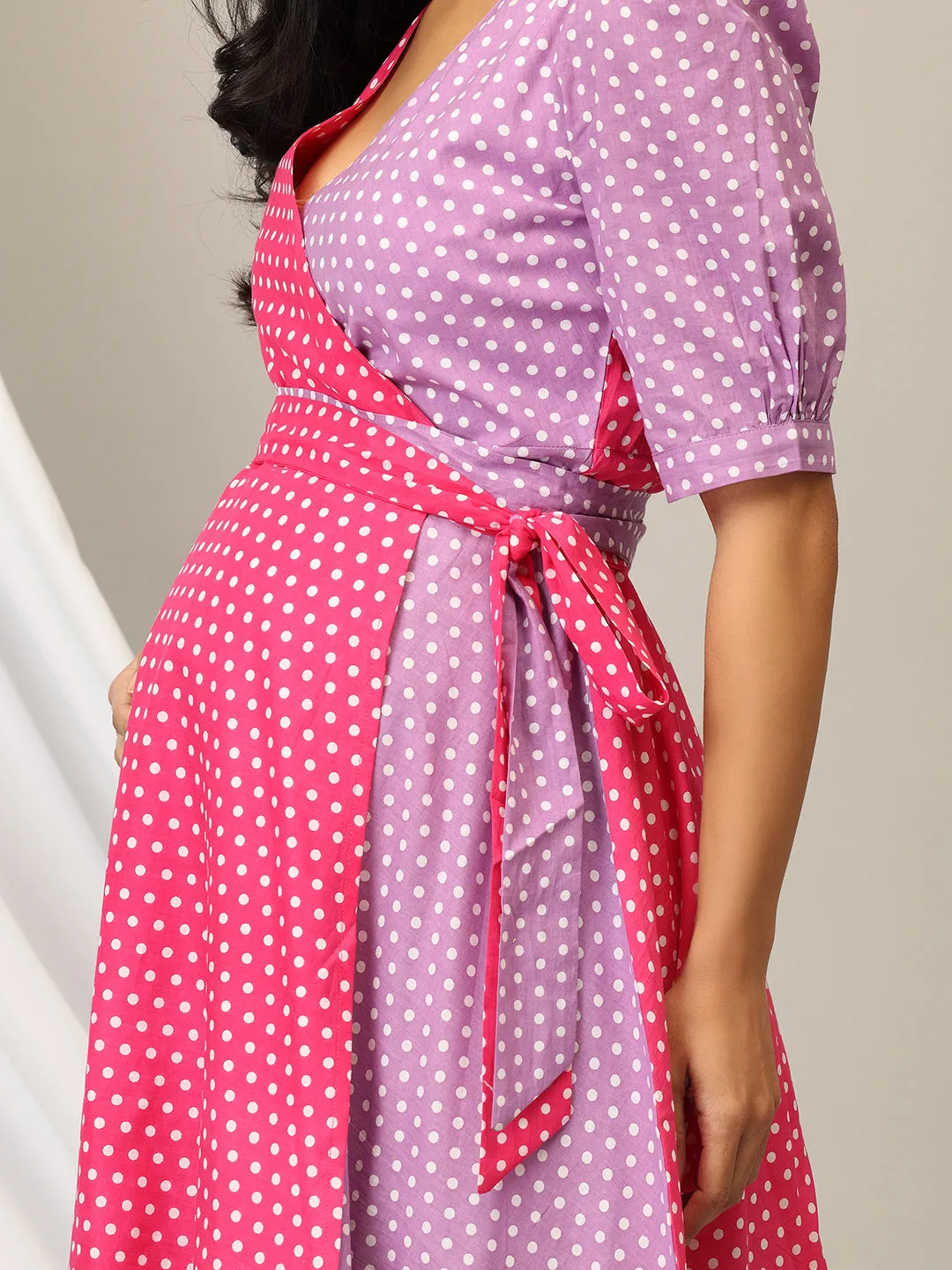 Bubblegum Bliss Maternity Wrap Dress