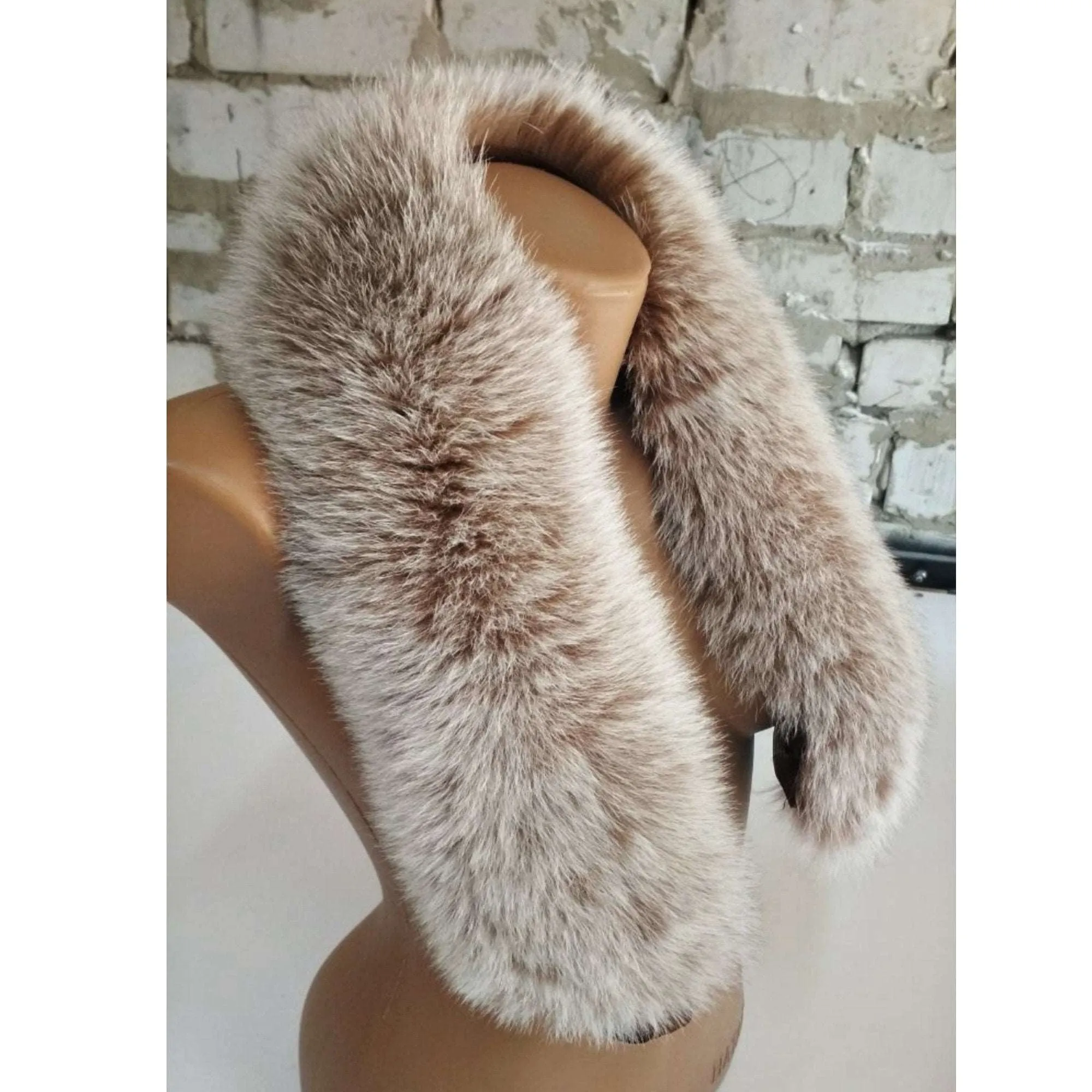 BY ORDER (not Tail) XL Extra Large Real Fox Fur Trim Hood, Fur collar trim, Fox Fur Collar, Fur Scarf, Fur Ruff, Fox Fur Hood, Jacket