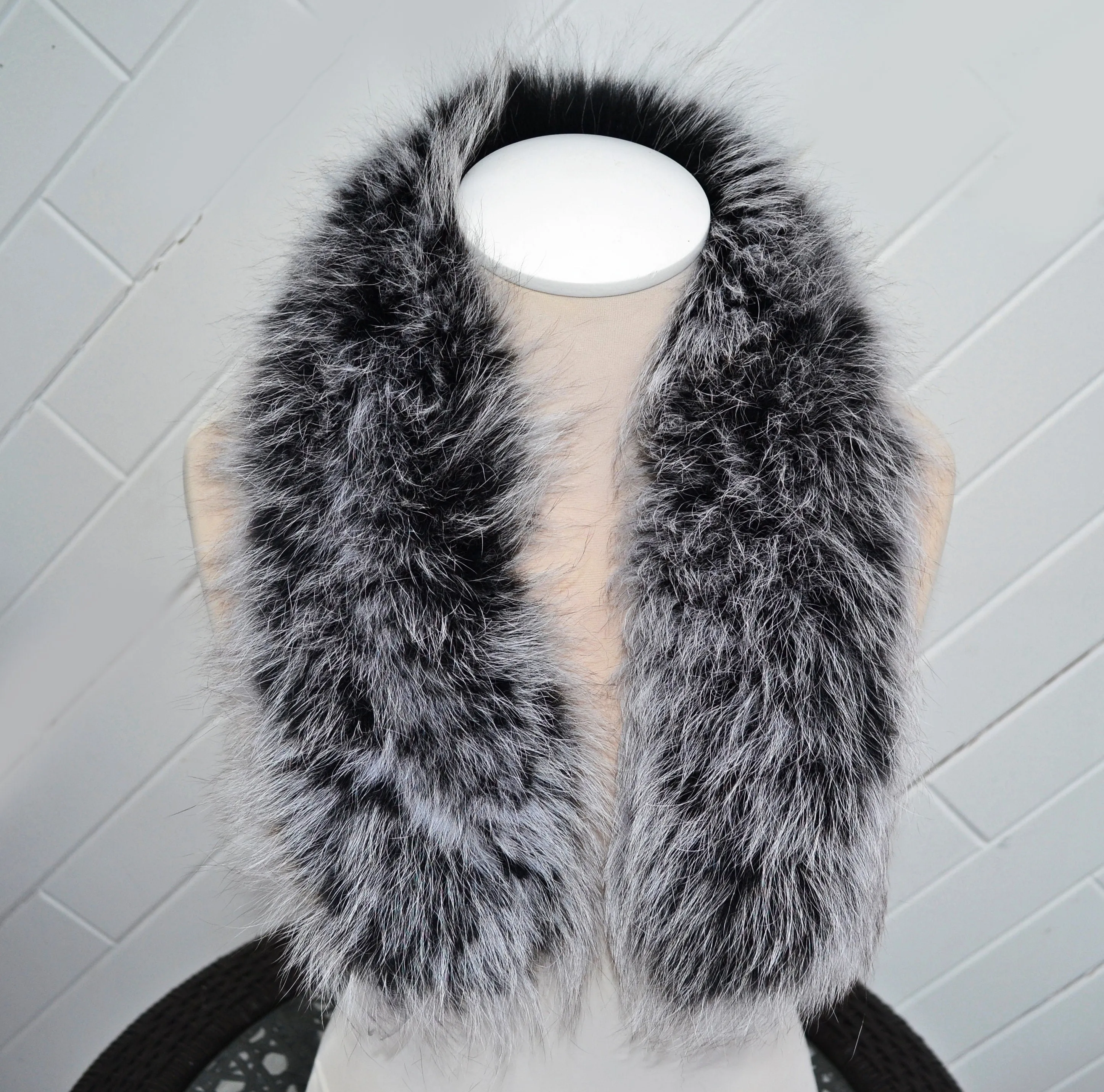 BY ORDER XL Double Real Fox Fur (Tail) Trim Hood, Fur collar trim, Fox Fur Collar, Fur Scarf, Fur Ruff, Fox Fur Hood, Hood Fur, stripe