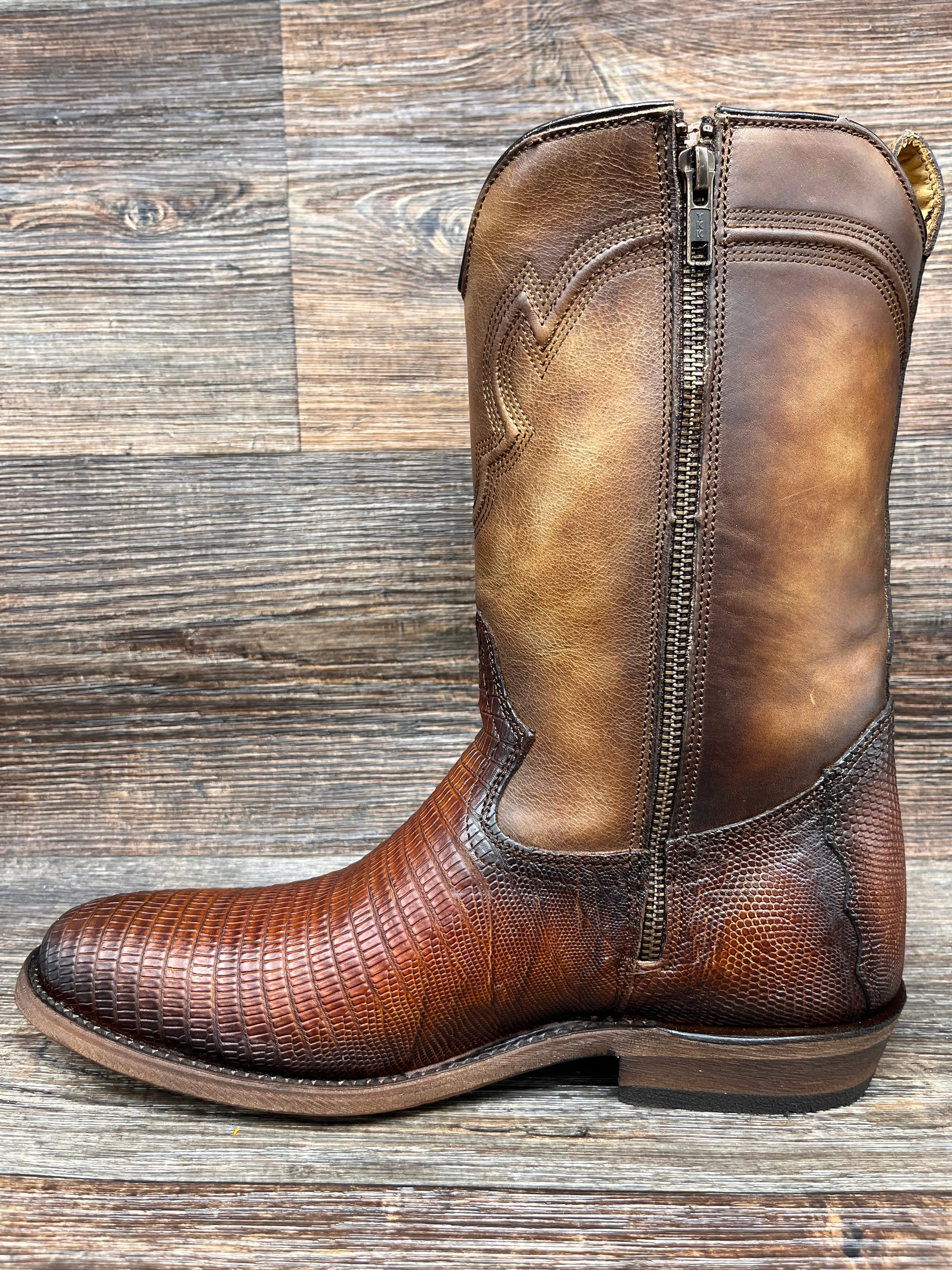 c3888 Men's Round Toe Lizard Roper with Side Zipper by Corral