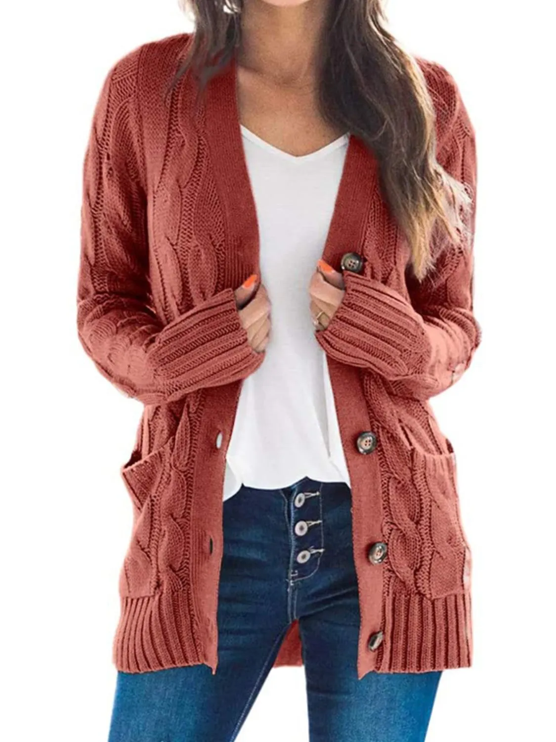 Cable-Knit Cardigan with Pockets