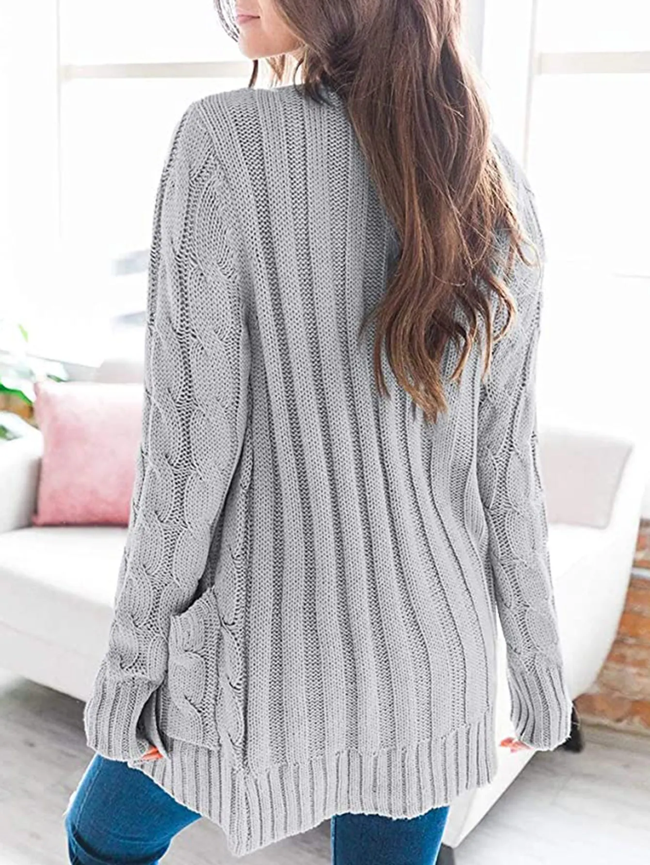 Cable-Knit Cardigan with Pockets