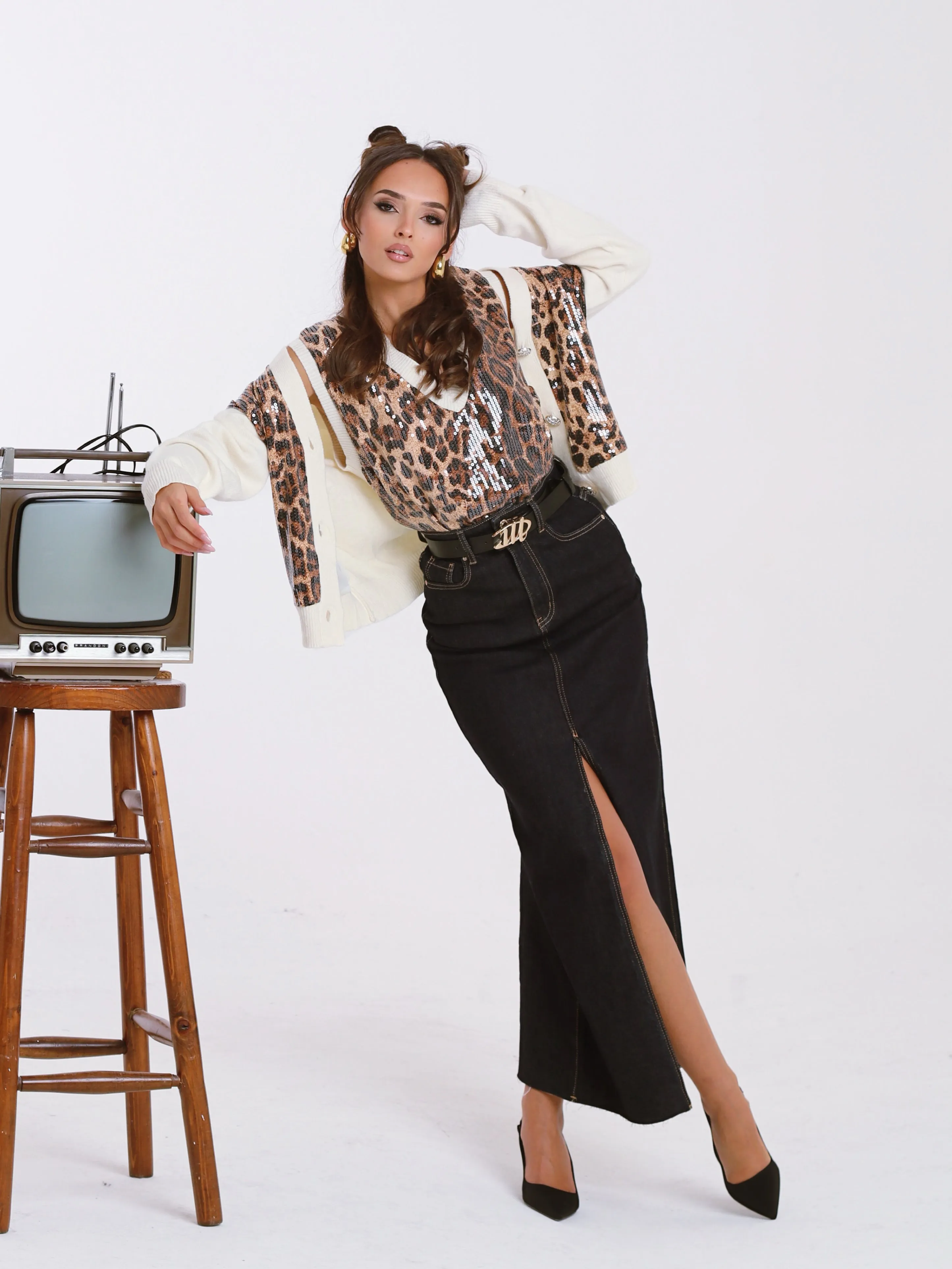 Cardigan leopardato