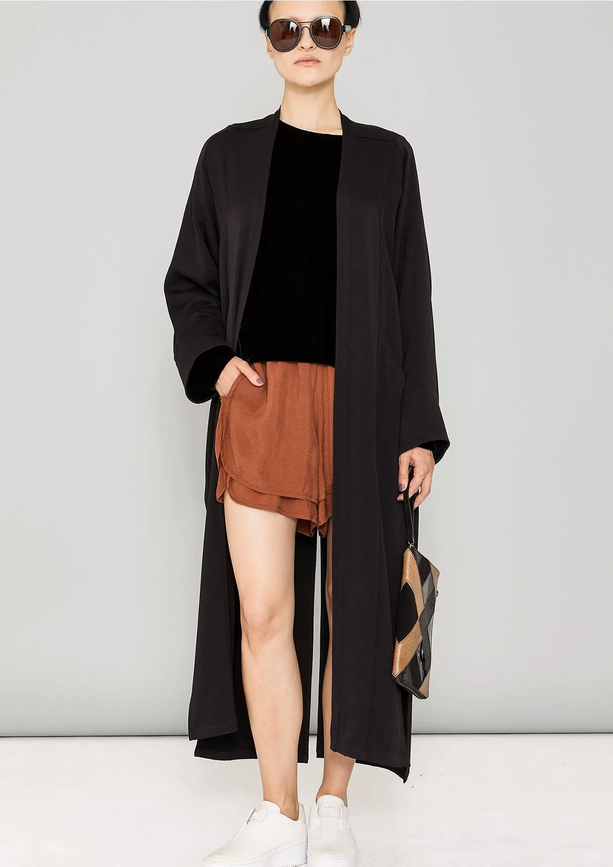 CARDIGAN LONG - HEAVY DRAPING black