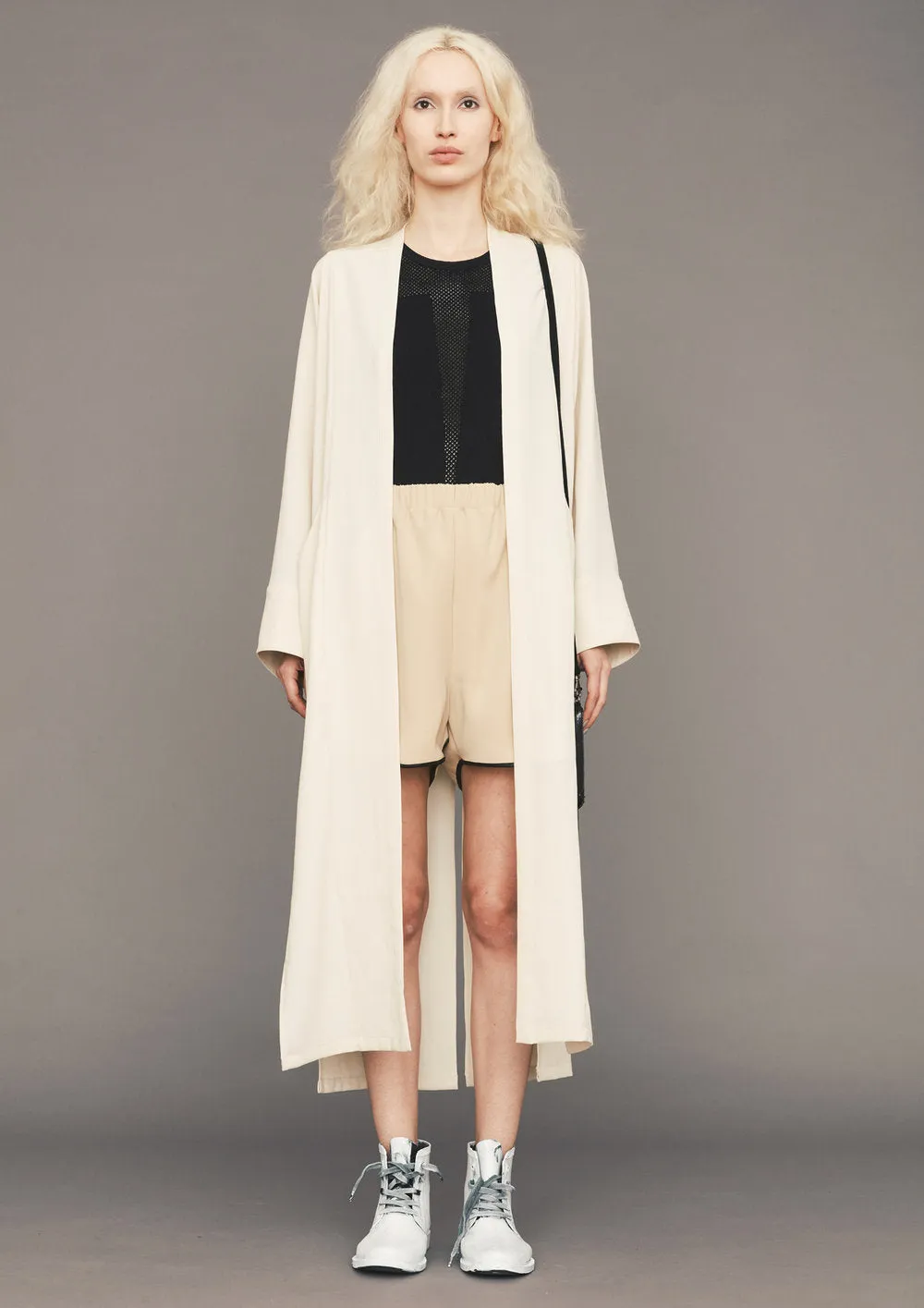 CARDIGAN LONG - SILKY STRETCH CREPE beige