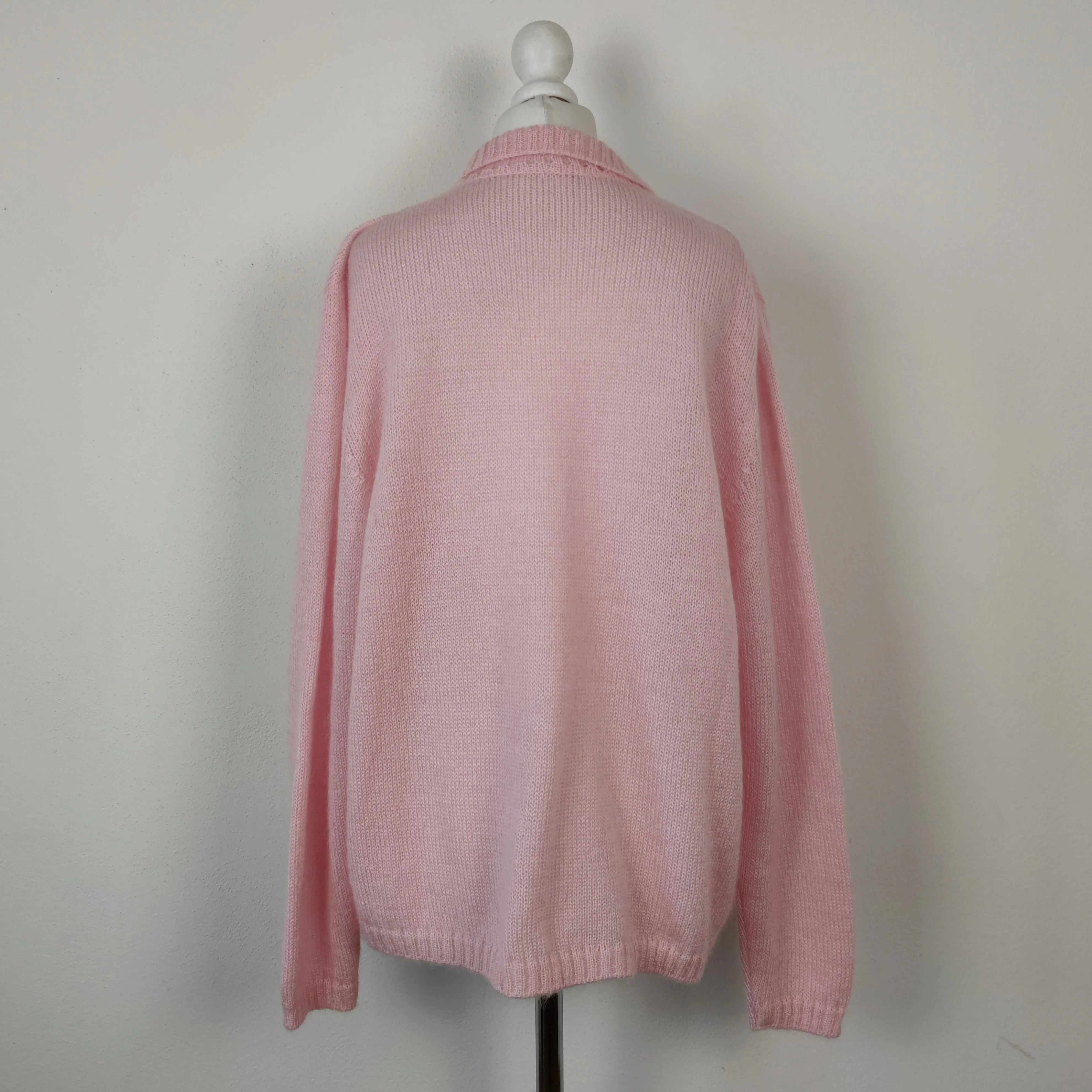 Cardigan vintage rosa pura lana