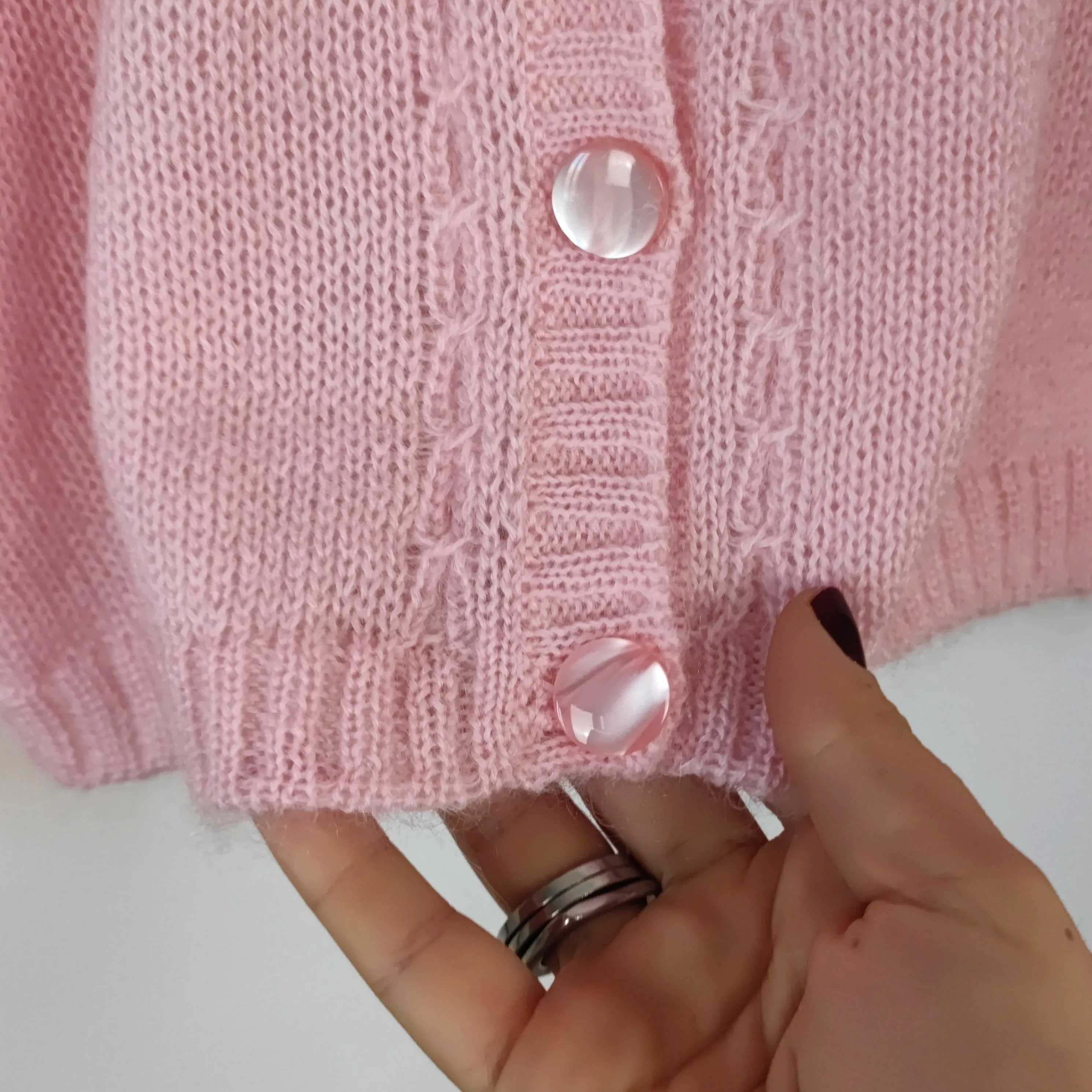 Cardigan vintage rosa pura lana