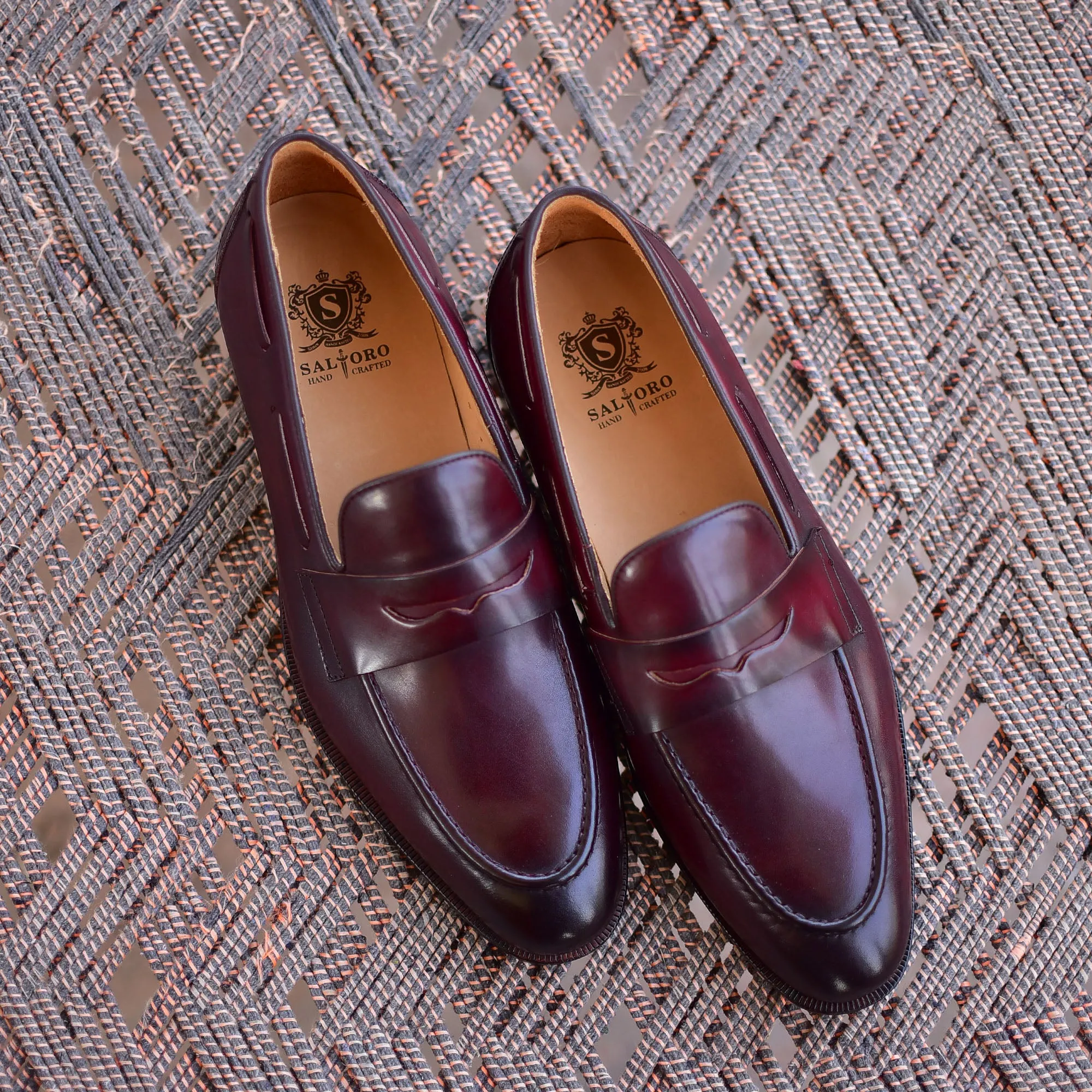 Carrera - Burgundy Leather Penny Shoes