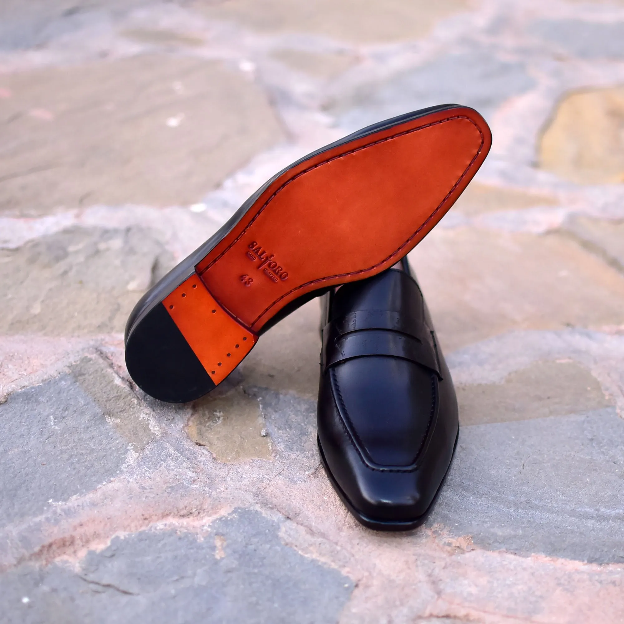 Carrera II - Black Leather Penny Shoes