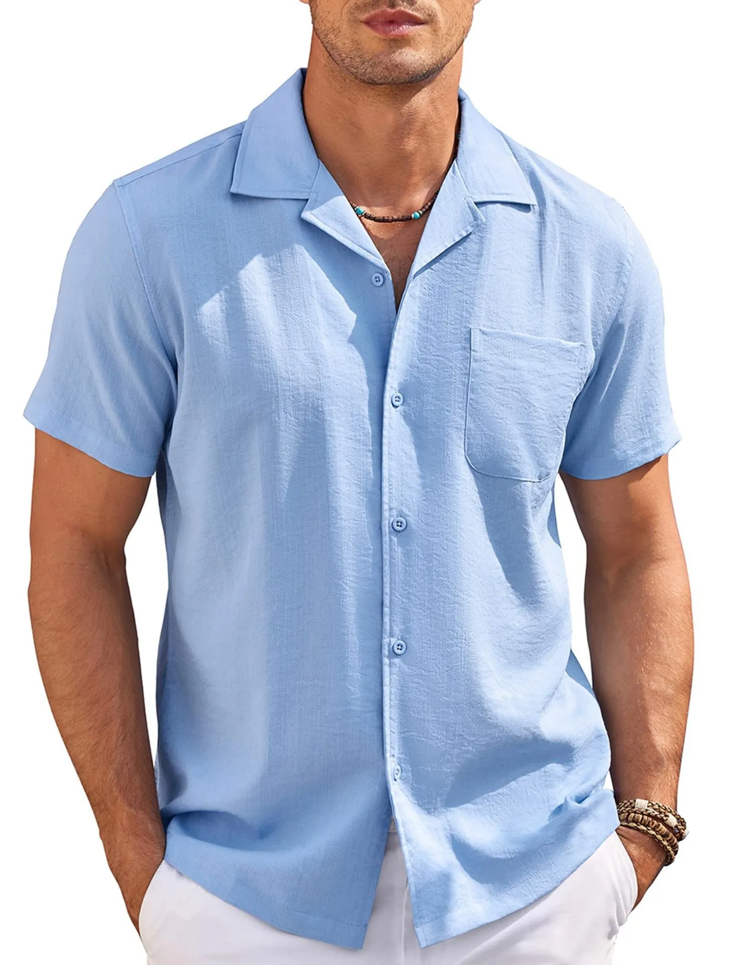 CASUAL BEACH SHORT SLEEVED POLO NECK SHIRT