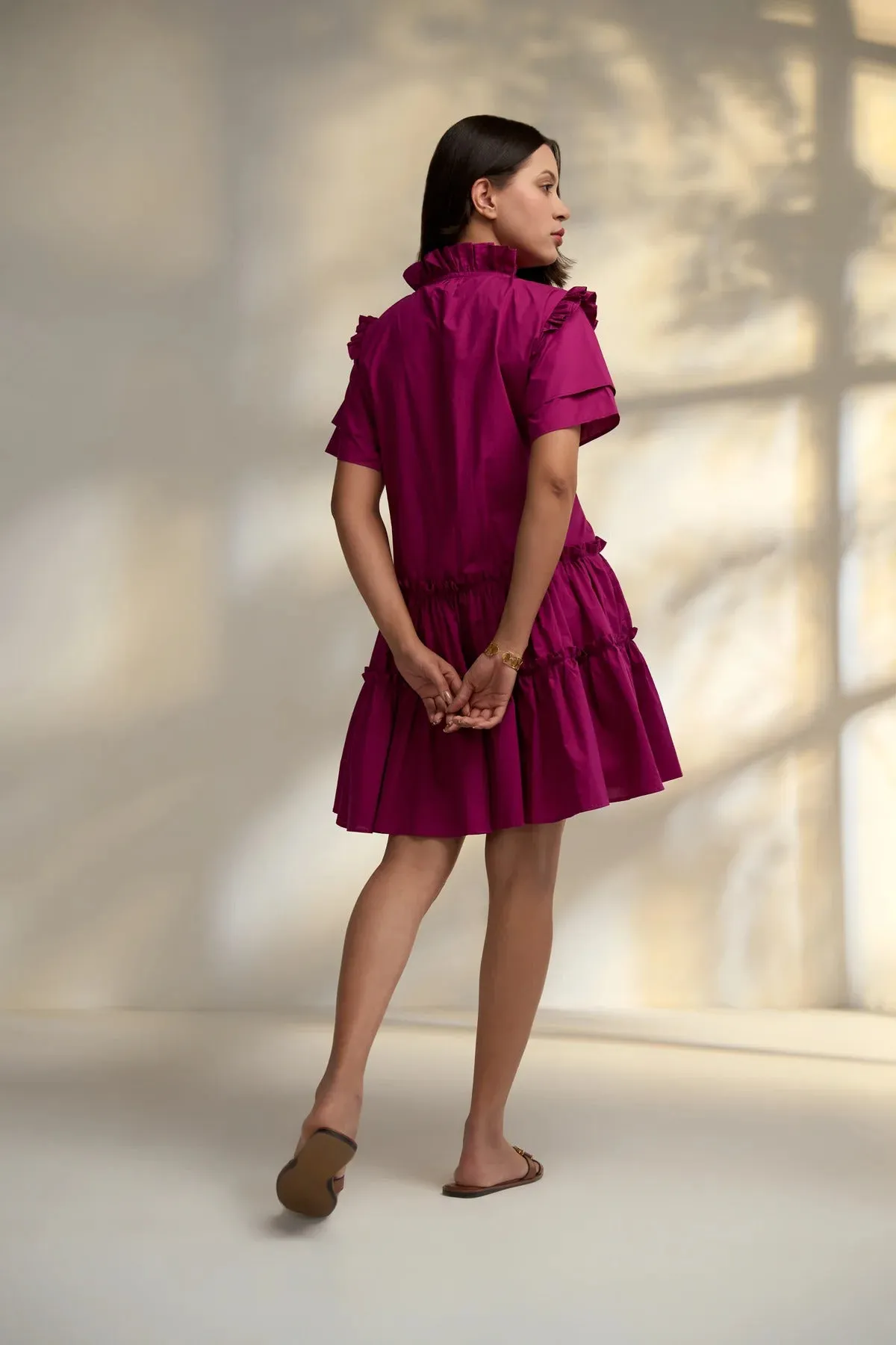 Casual Semi-Formal Purple Cotton Ladies Dress