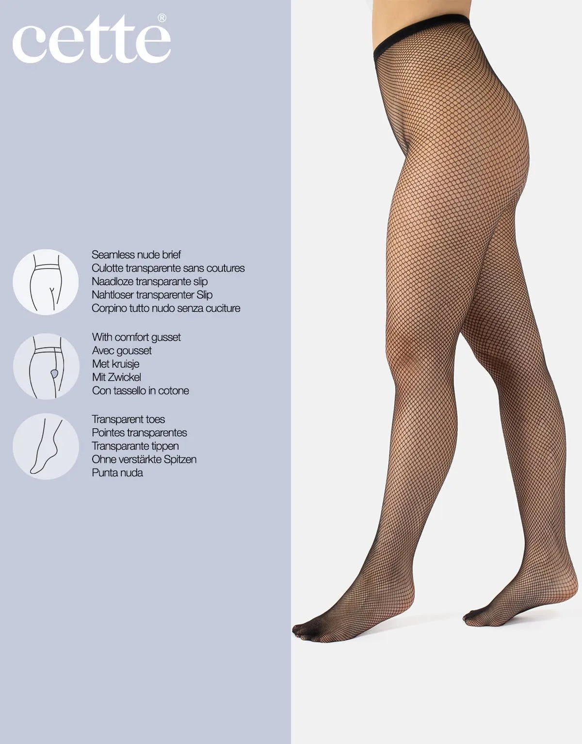 Cette Seamless Fishnet Tights in Black