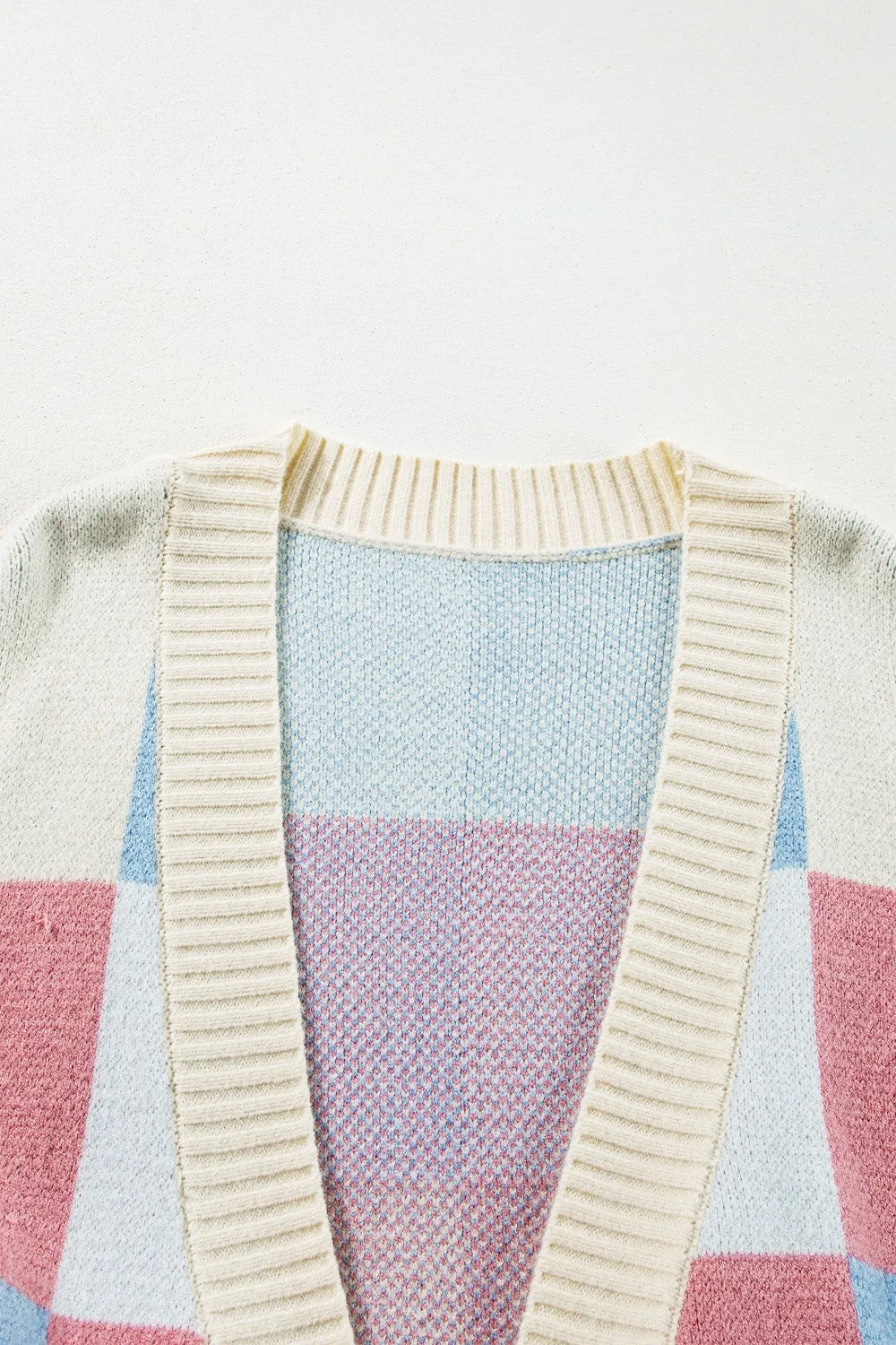 Chablis Color Block Open Front Cardigan