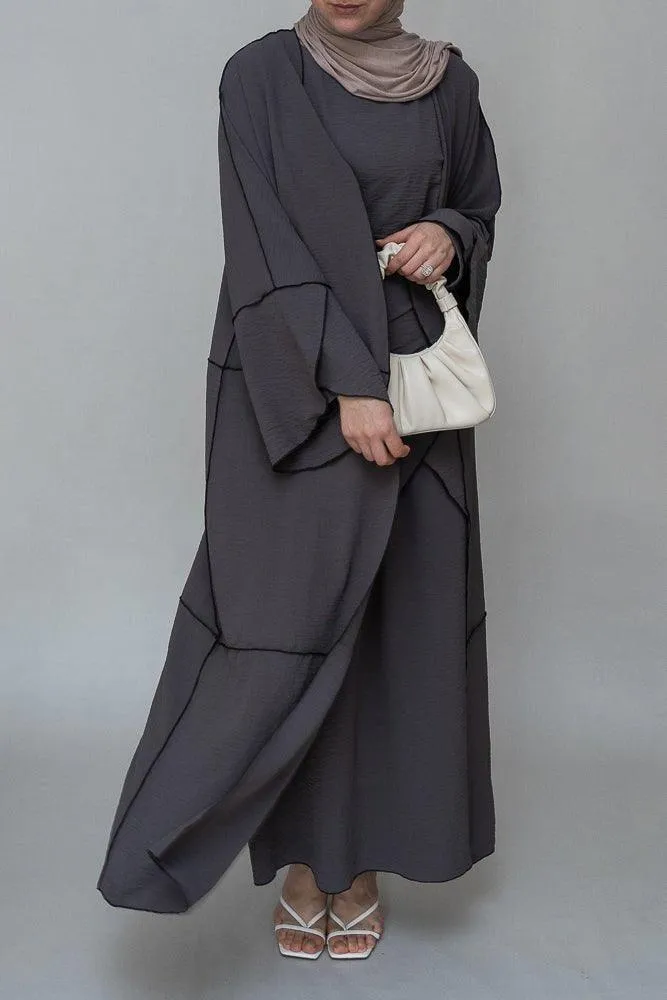 Chanti three piece maxi lightweight abaya in grey