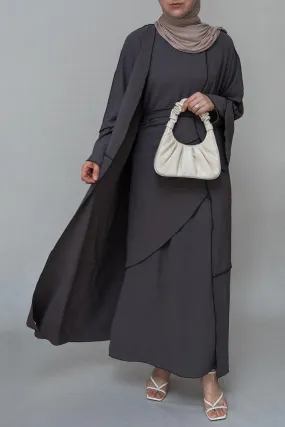 Chanti three piece maxi lightweight abaya in grey