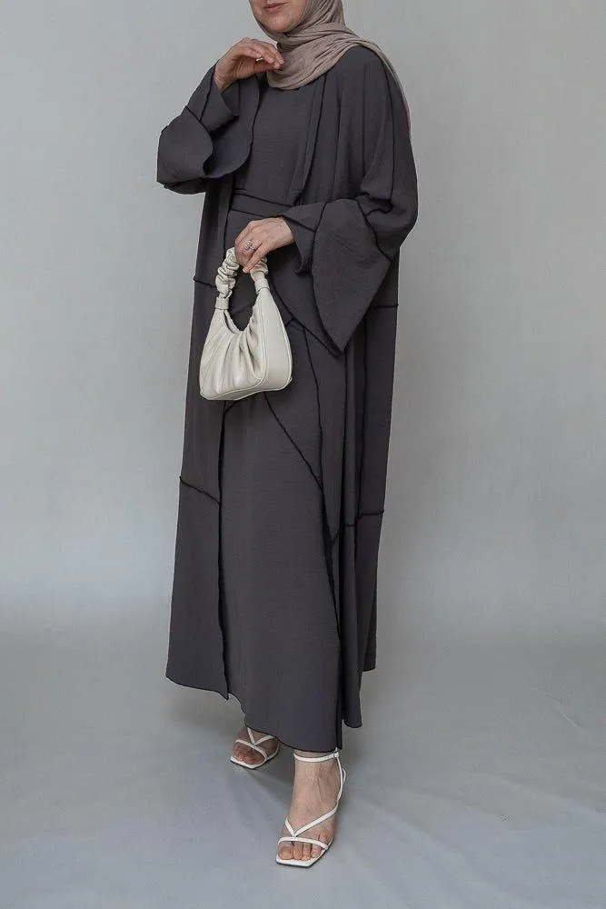 Chanti three piece maxi lightweight abaya in grey