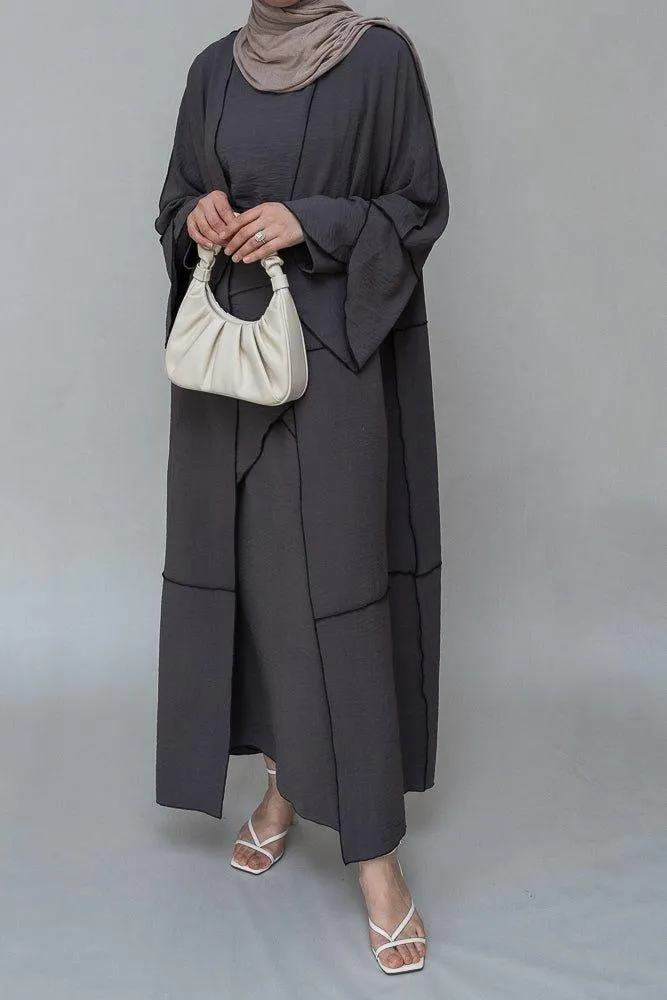 Chanti three piece maxi lightweight abaya in grey