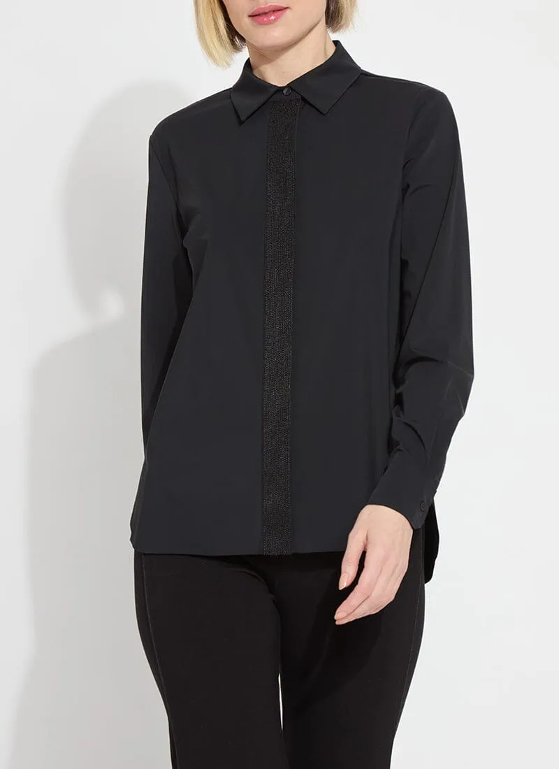 Connie Micro Beaded Shirt | Black