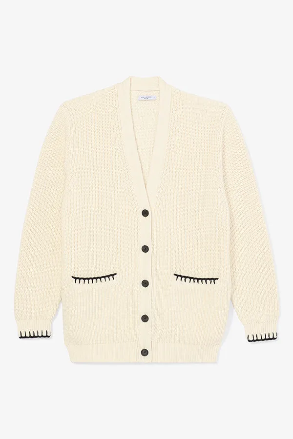 Cookie Cardigan - Contrast Knit :: Ivory/Black