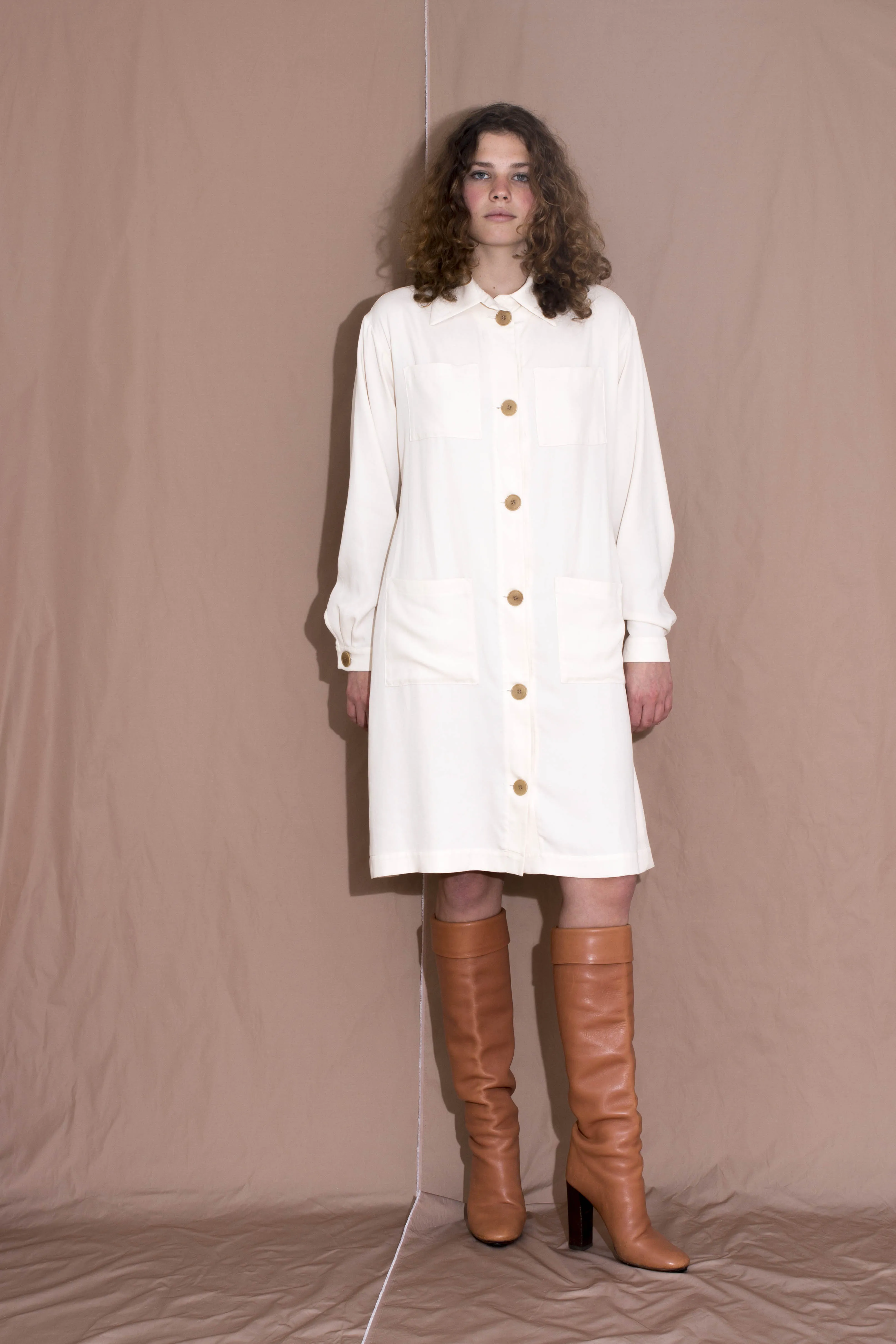 Cordelia shirt dress, textured cream