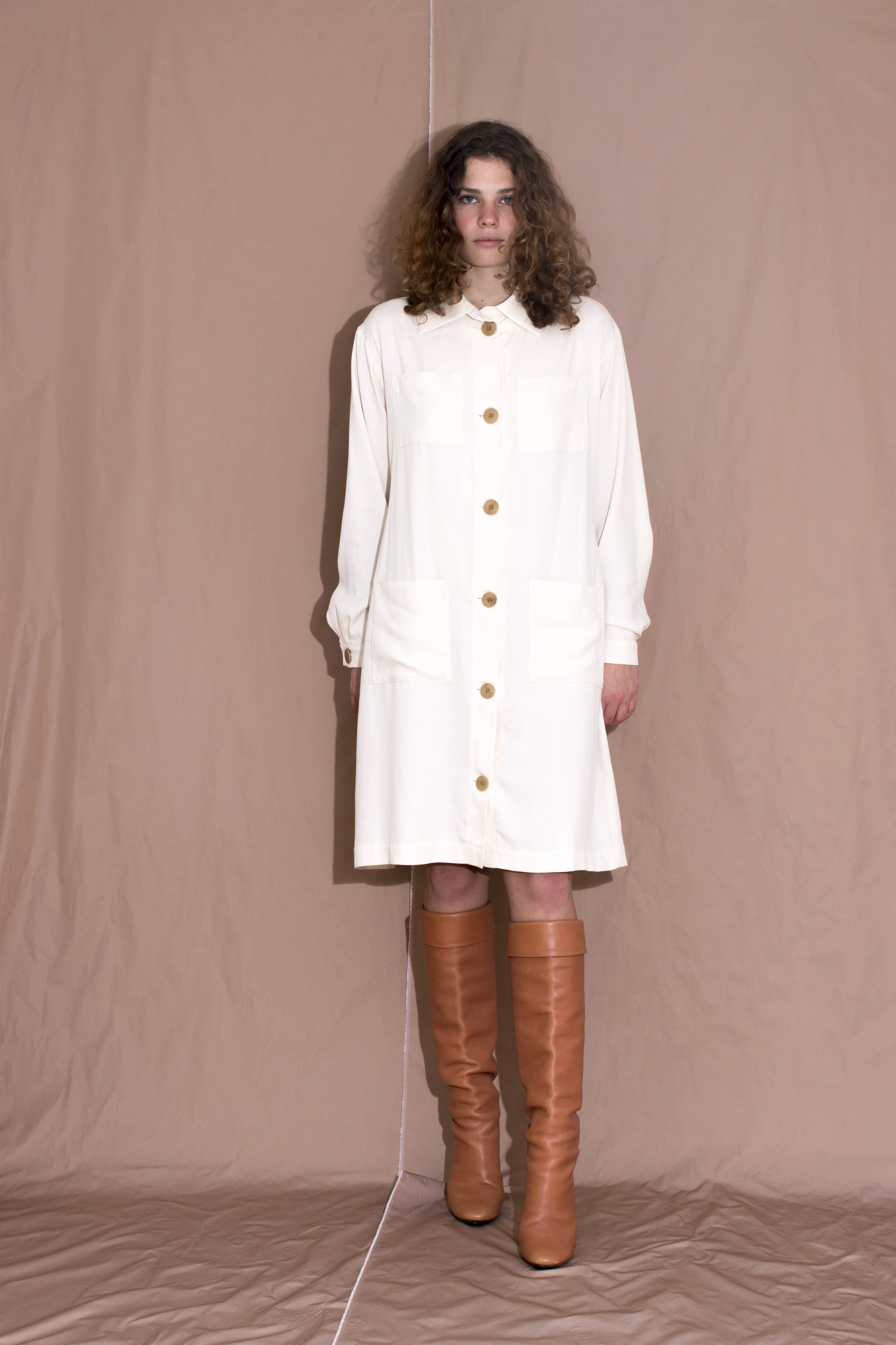 Cordelia shirt dress, textured cream