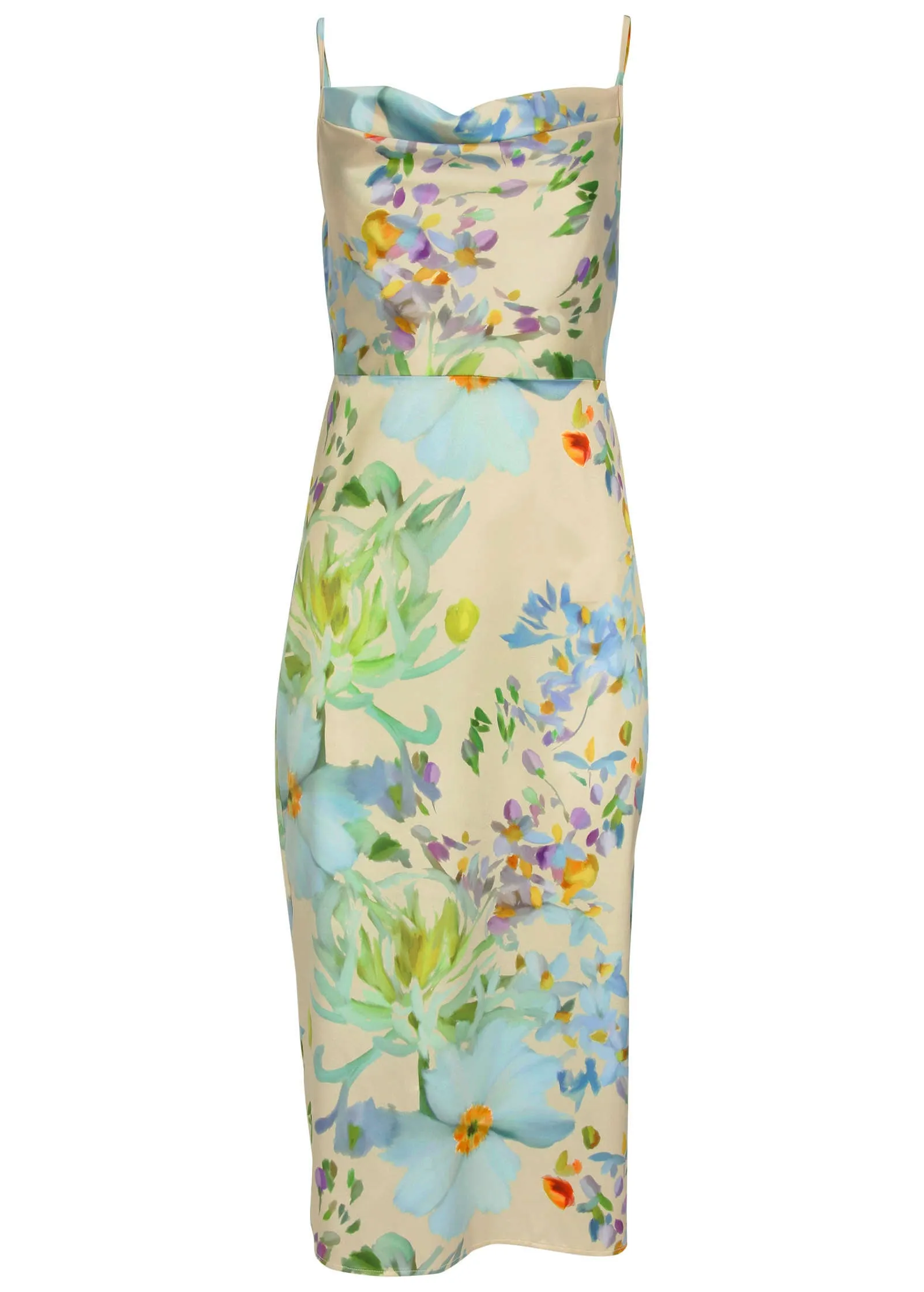 Cowl Neck Slip Dress - Coquette Bouquet