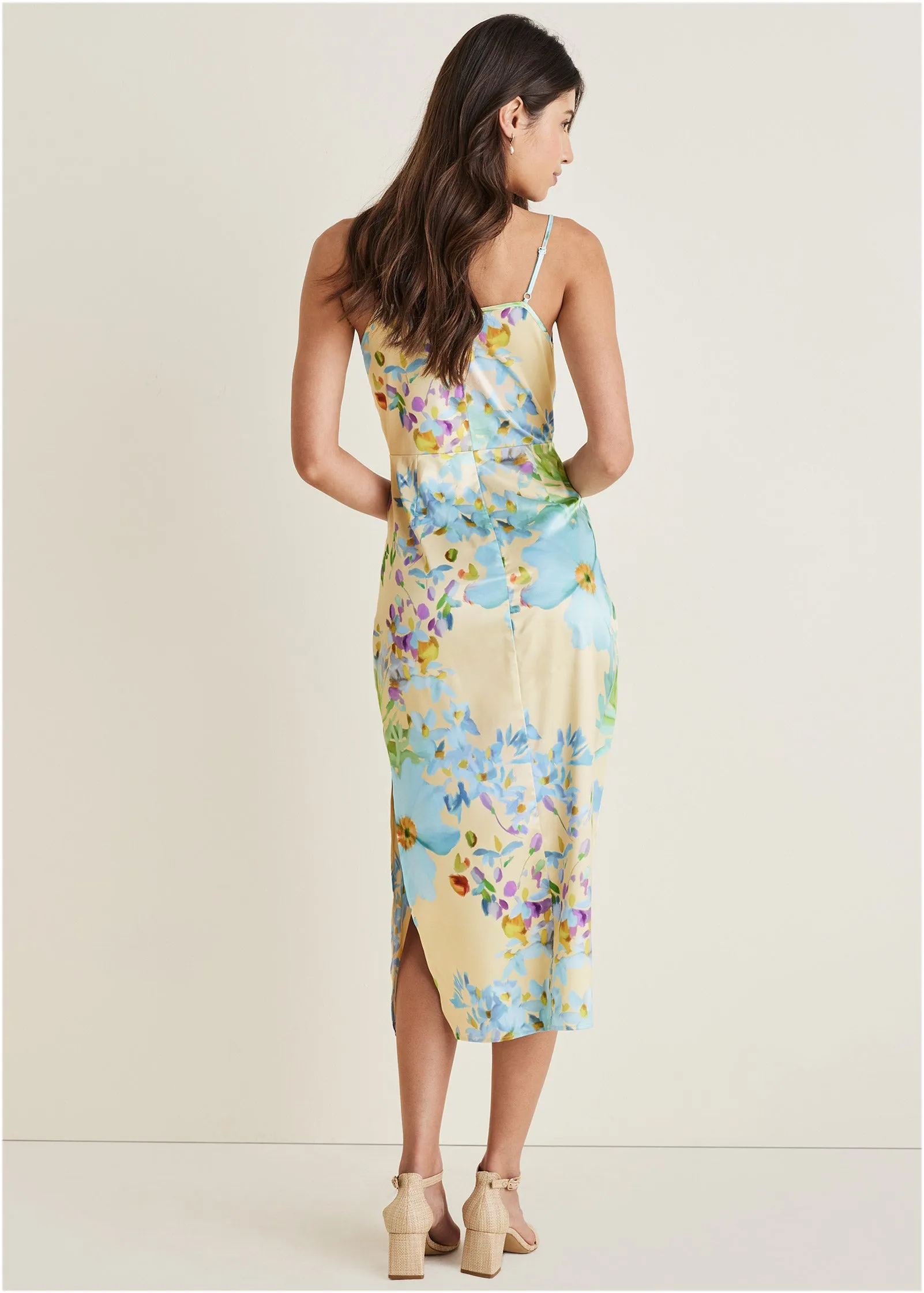 Cowl Neck Slip Dress - Coquette Bouquet