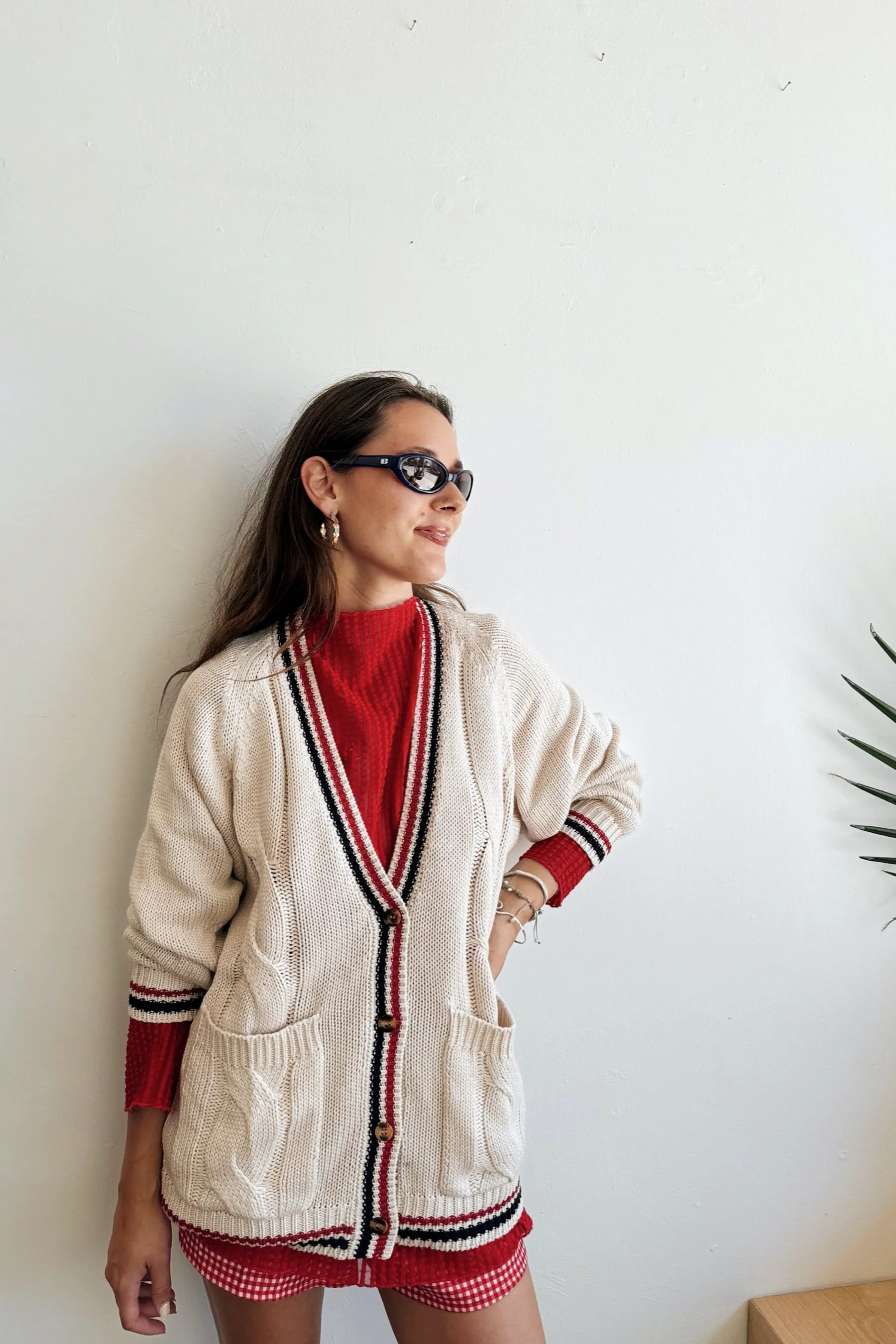 Cream Stripe Scholar Cardigan