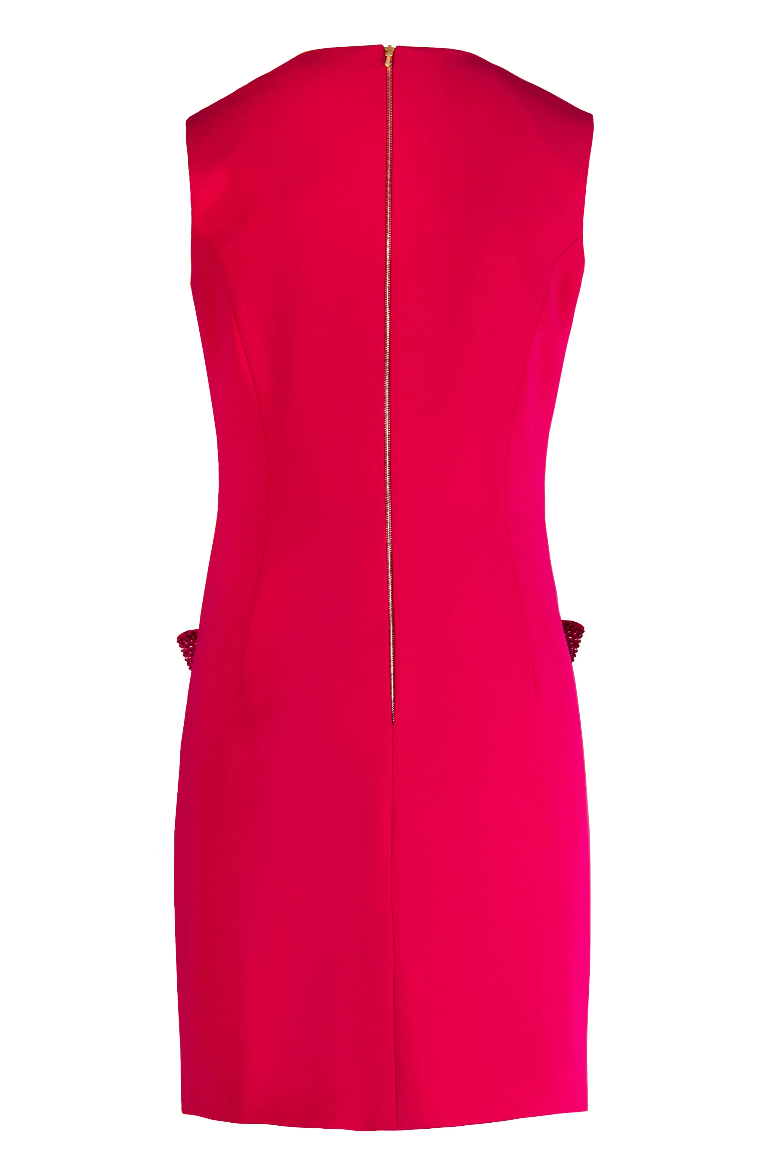 CREPE SLIP DRESS WITH CRYSTALLIZED BOWS AND POCKET DETAIL