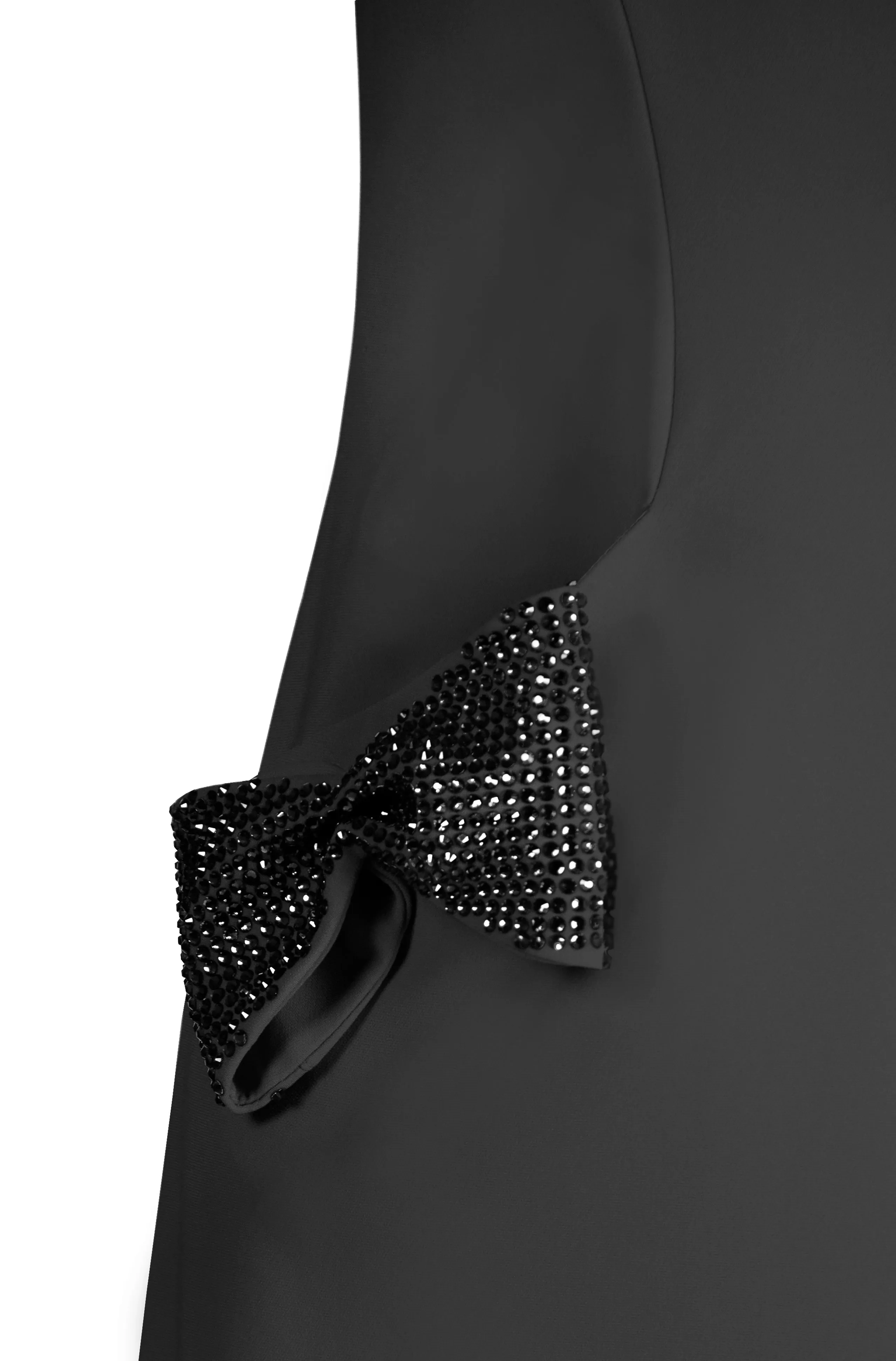 CREPE SLIP DRESS WITH CRYSTALLIZED BOWS AND POCKET DETAIL