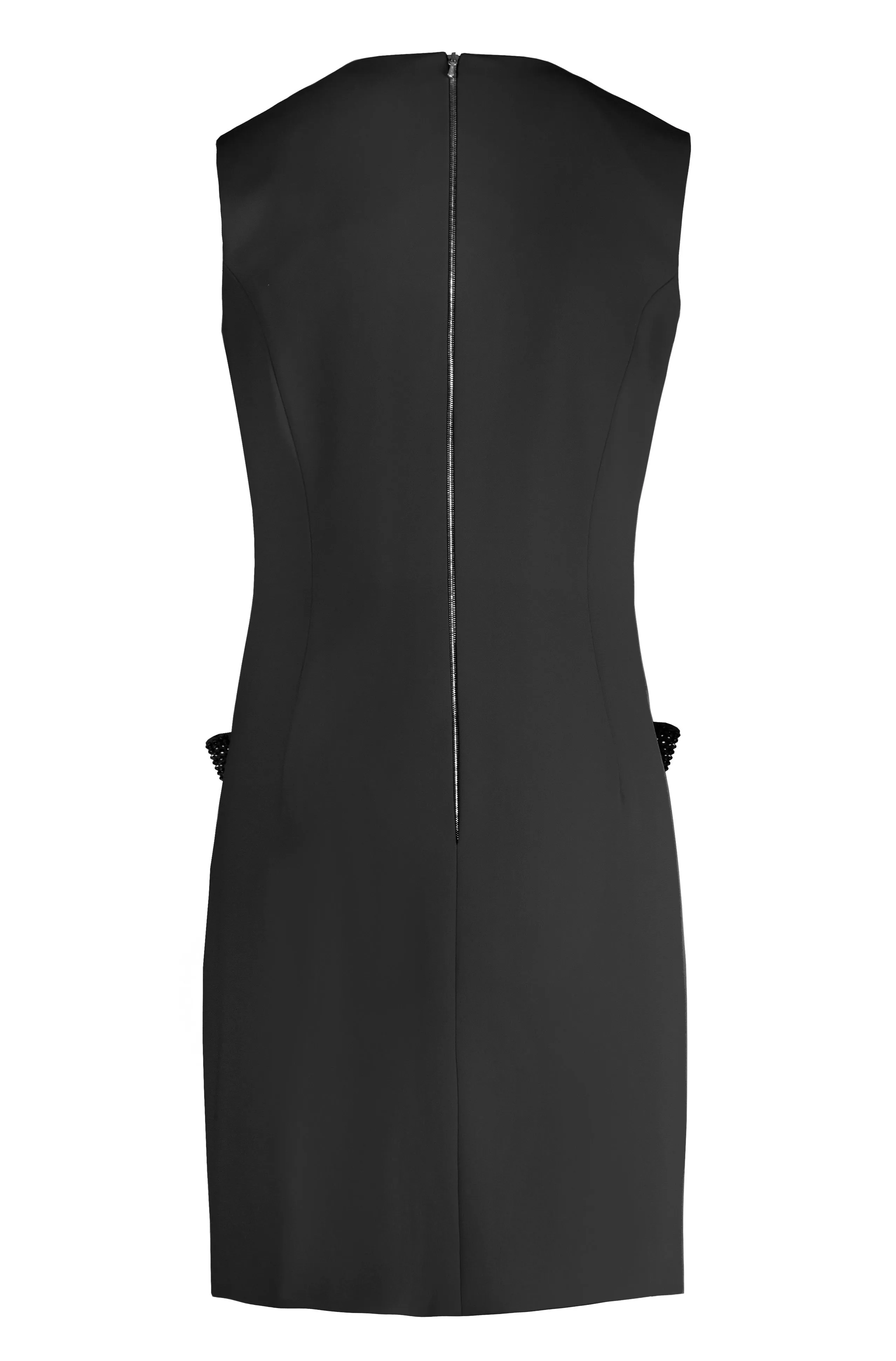 CREPE SLIP DRESS WITH CRYSTALLIZED BOWS AND POCKET DETAIL