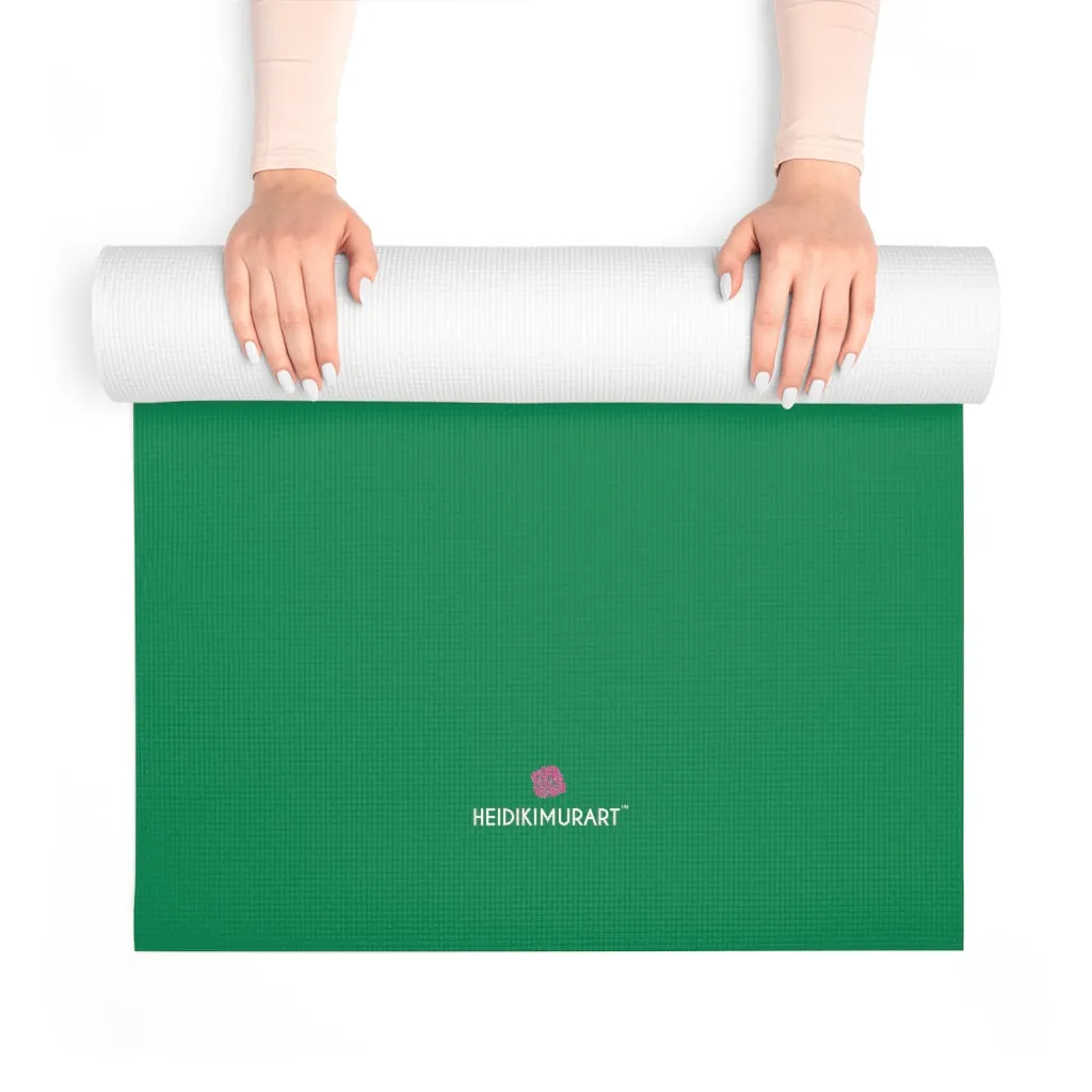 Dark Green Foam Yoga Mat, Solid Green Color Best Lightweight 0.25" thick Mat - Printed in USA (Size: 24″x72")