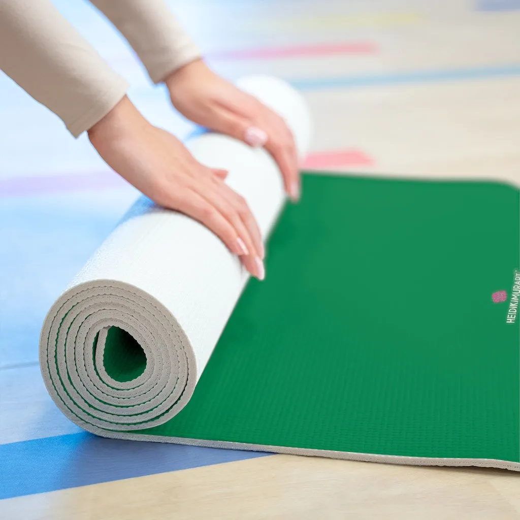 Dark Green Foam Yoga Mat, Solid Green Color Best Lightweight 0.25" thick Mat - Printed in USA (Size: 24″x72")