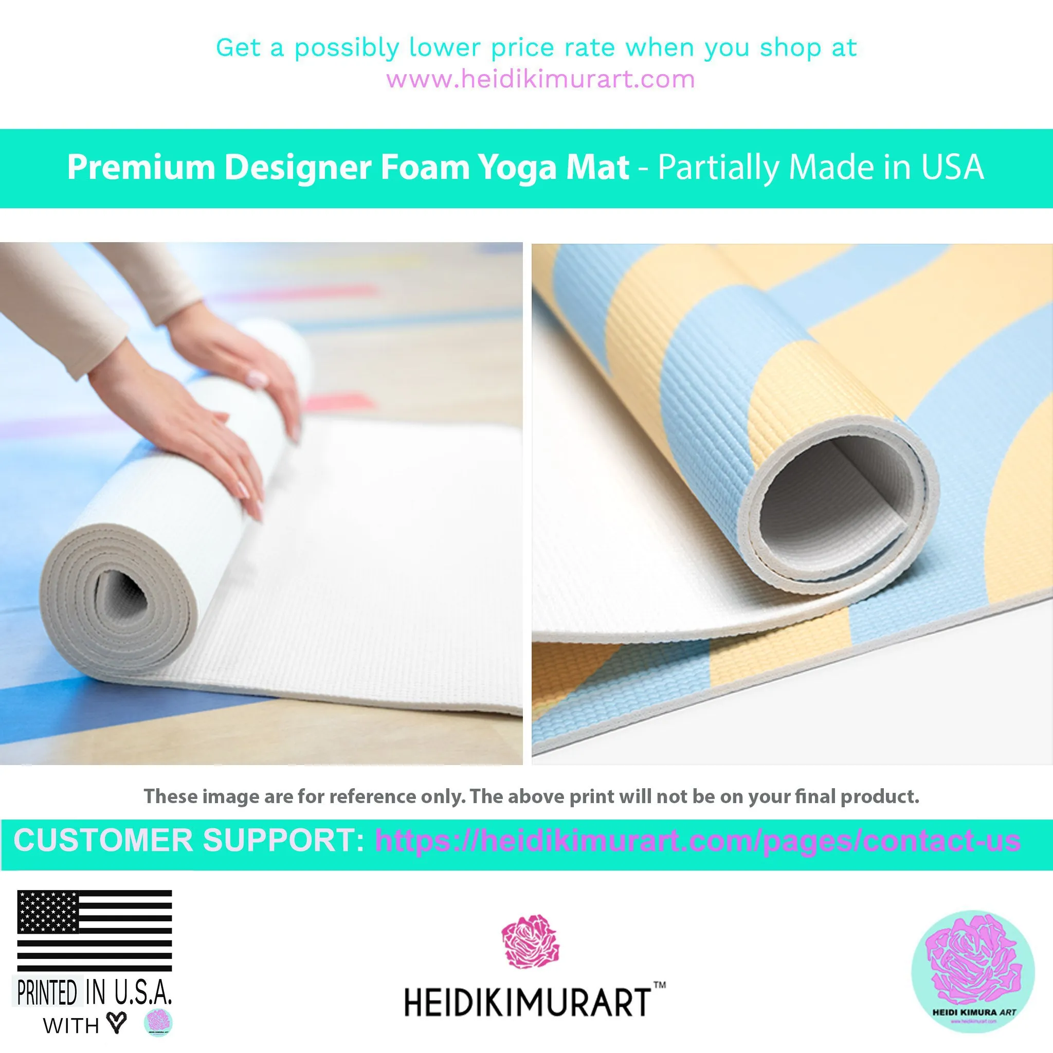 Dark Green Foam Yoga Mat, Solid Green Color Best Lightweight 0.25" thick Mat - Printed in USA (Size: 24″x72")