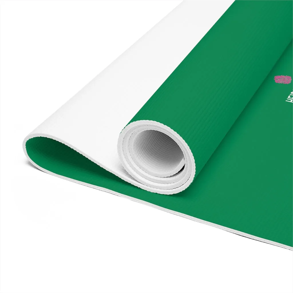 Dark Green Foam Yoga Mat, Solid Green Color Best Lightweight 0.25" thick Mat - Printed in USA (Size: 24″x72")