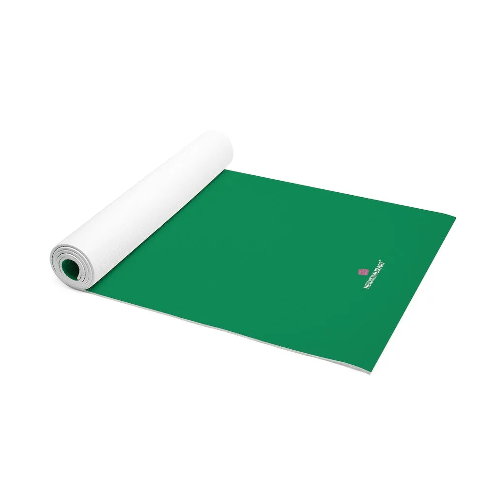 Dark Green Foam Yoga Mat, Solid Green Color Best Lightweight 0.25" thick Mat - Printed in USA (Size: 24″x72")