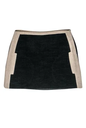 Derek Lam - Black & Tan Cotton Blend Miniskirt Sz 4