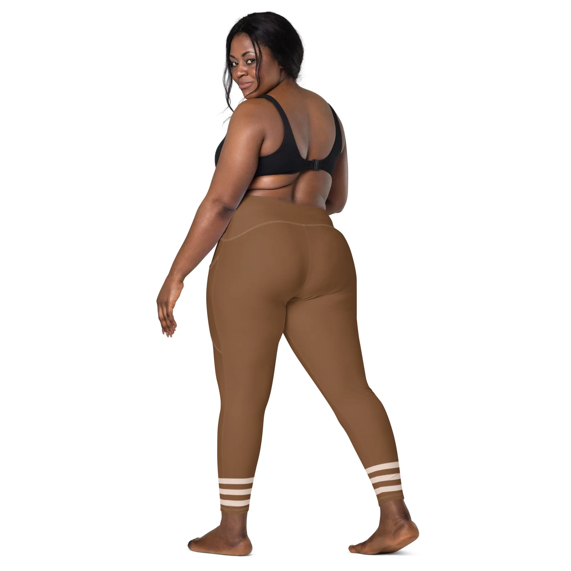 Descendants of the Island Brown and Pale Orange Crossover leggings with pockets