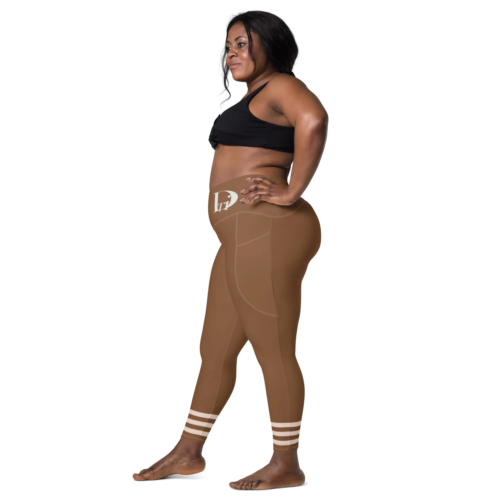 Descendants of the Island Brown and Pale Orange Crossover leggings with pockets