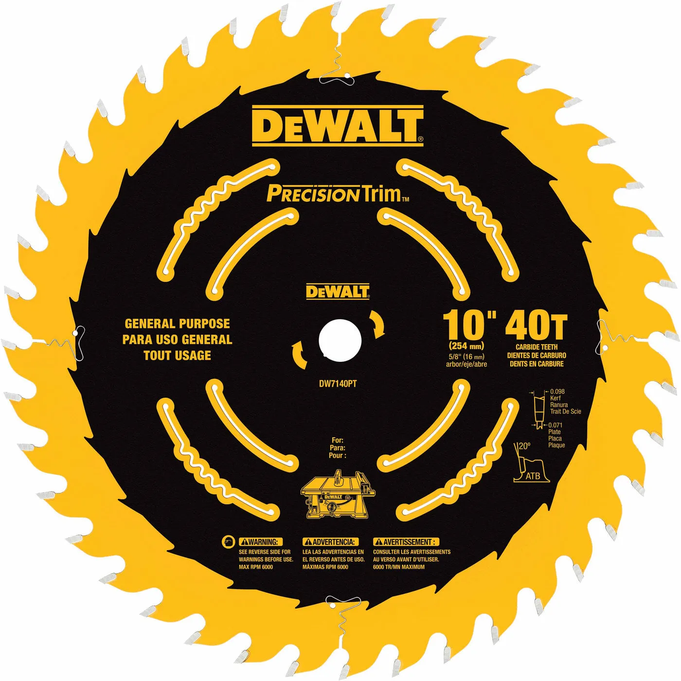 DeWalt DW7140PT 10" 40T Ripping / Crosscutting Saw Blade