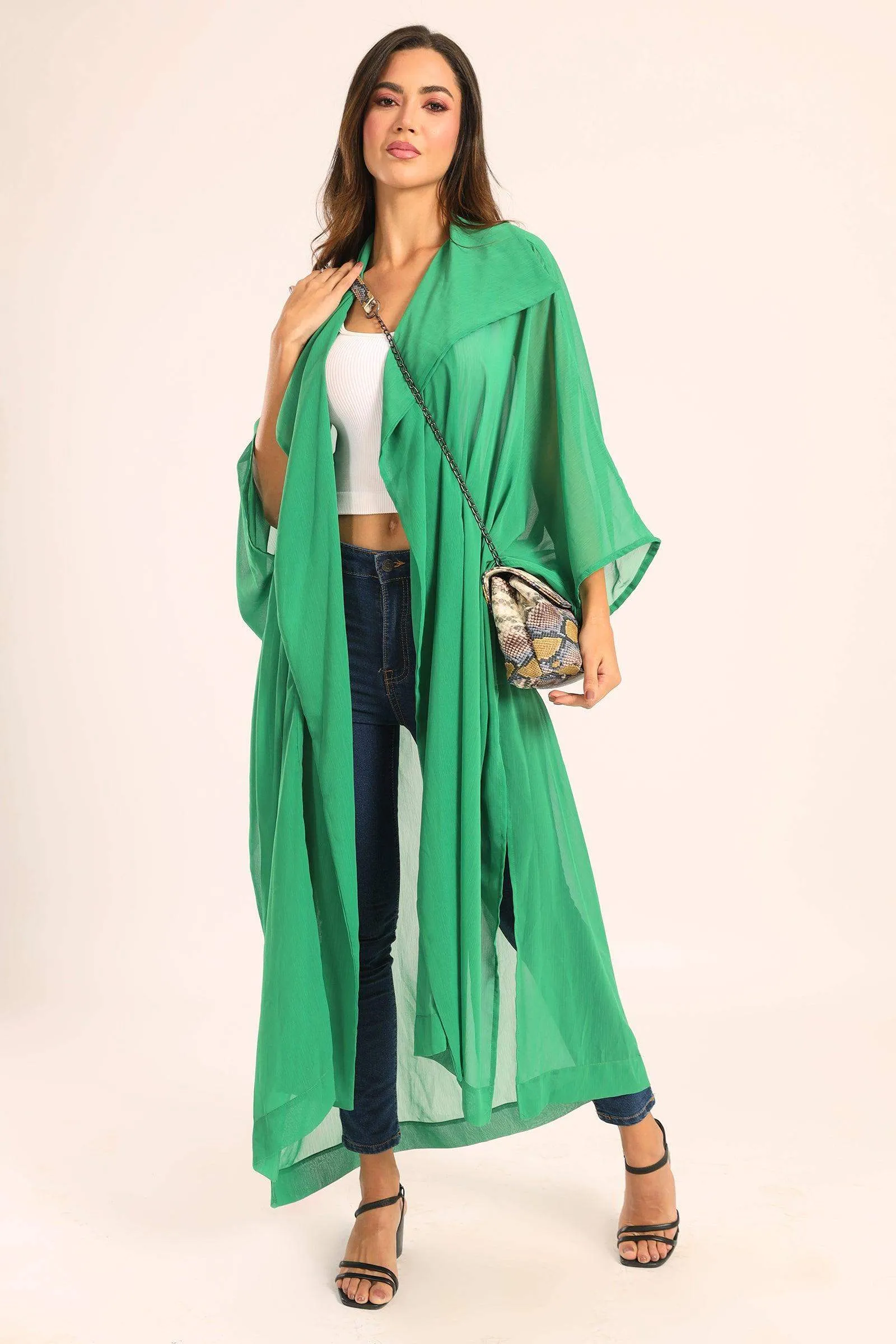 Draped Chiffon Kimono