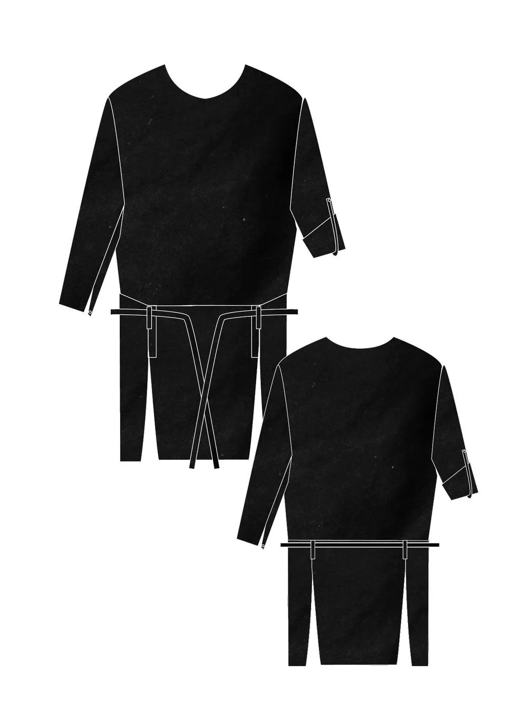 DRESS LONG - SLEEVES - black