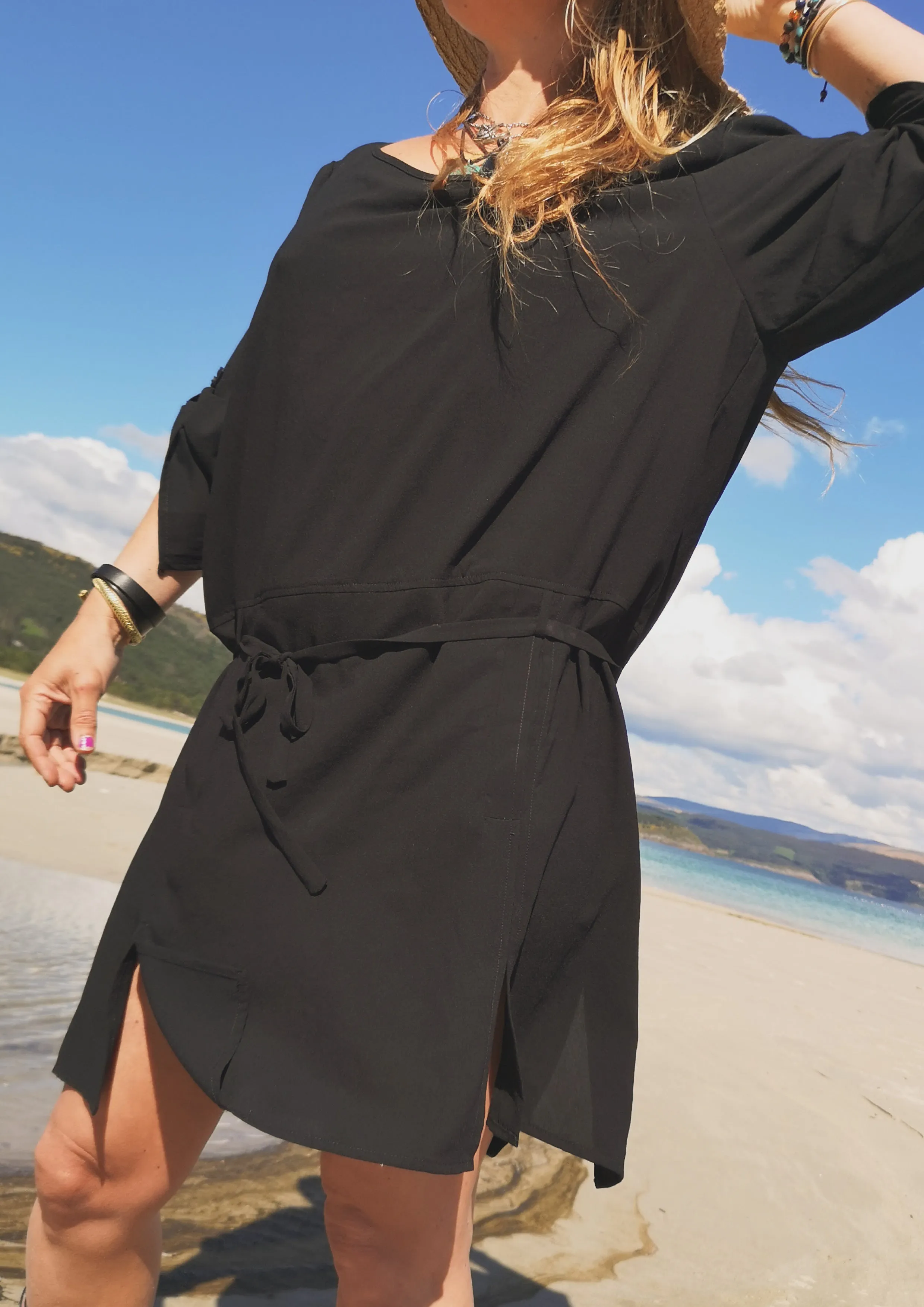 DRESS LONG - SLEEVES - black