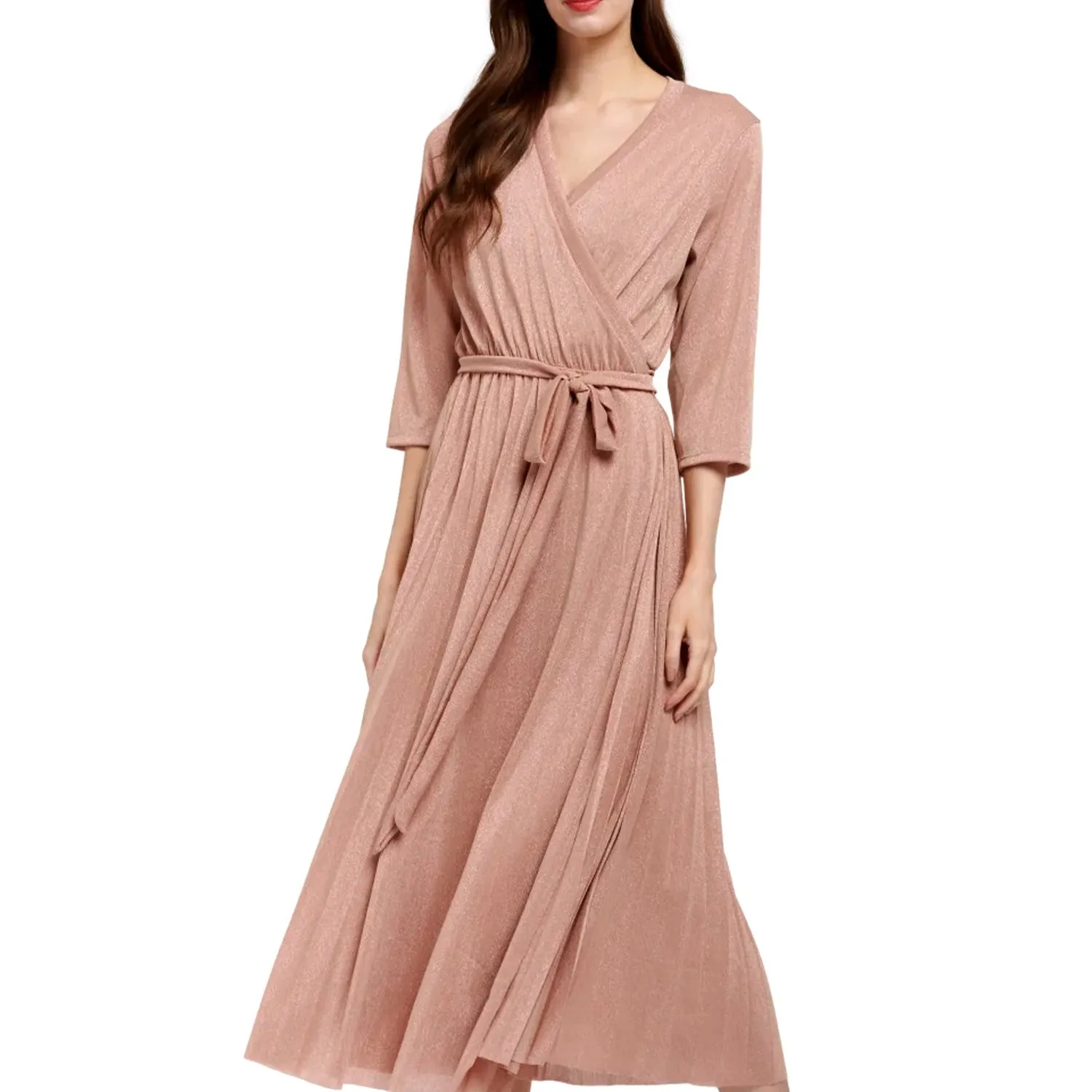 Dress Lurex Crossover Blush