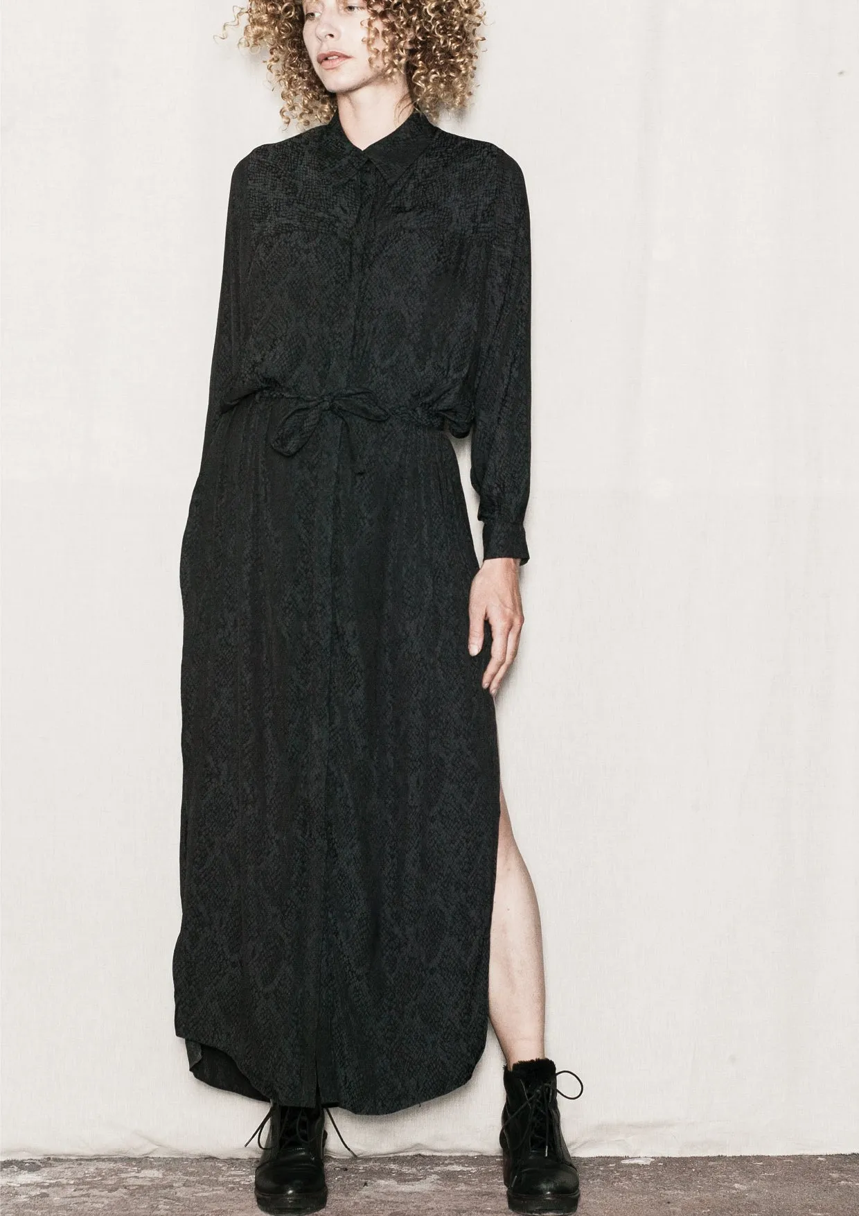 DRESS/CARDIGAN - JACQUARD SATIN black snake