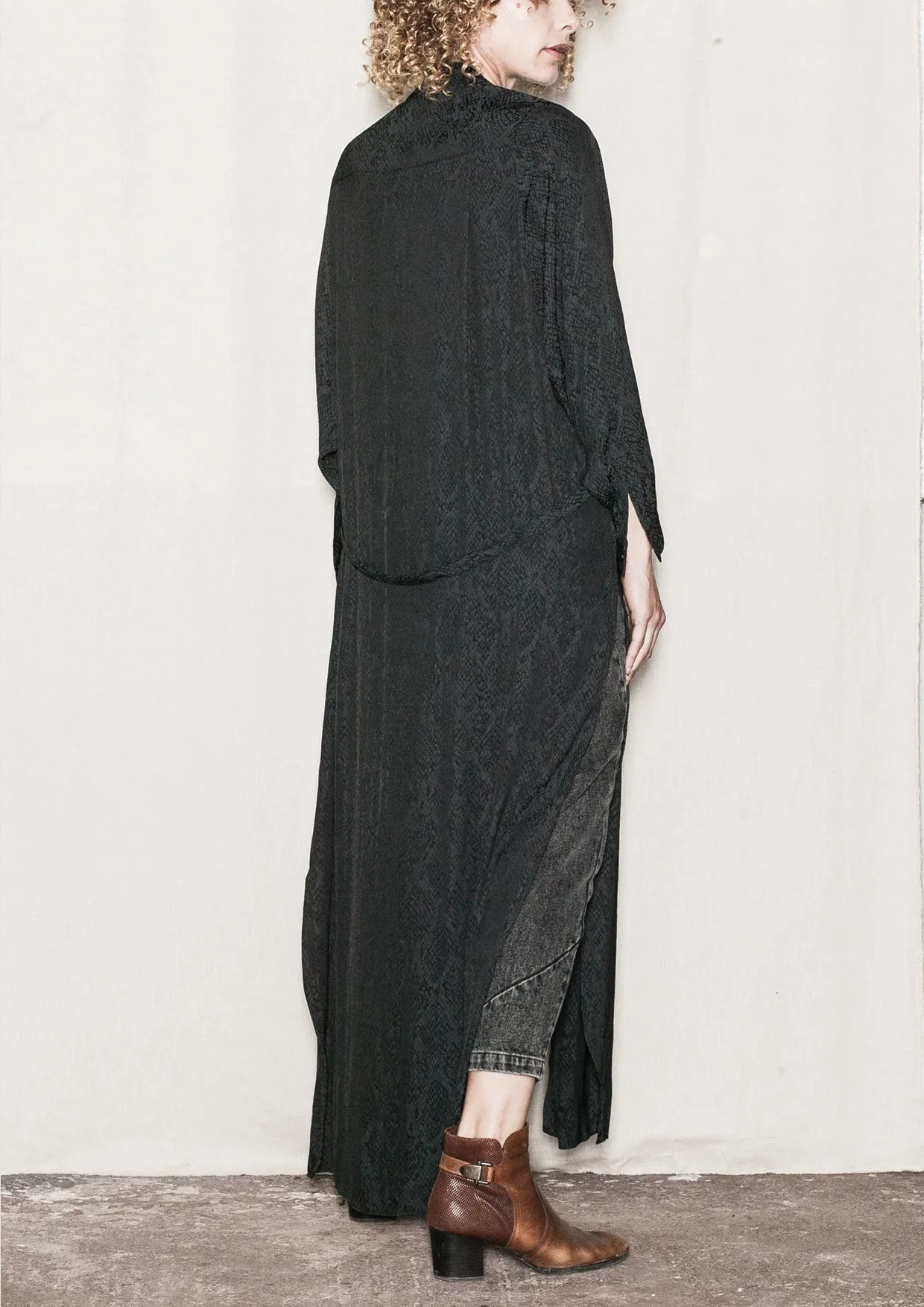 DRESS/CARDIGAN - JACQUARD SATIN black snake